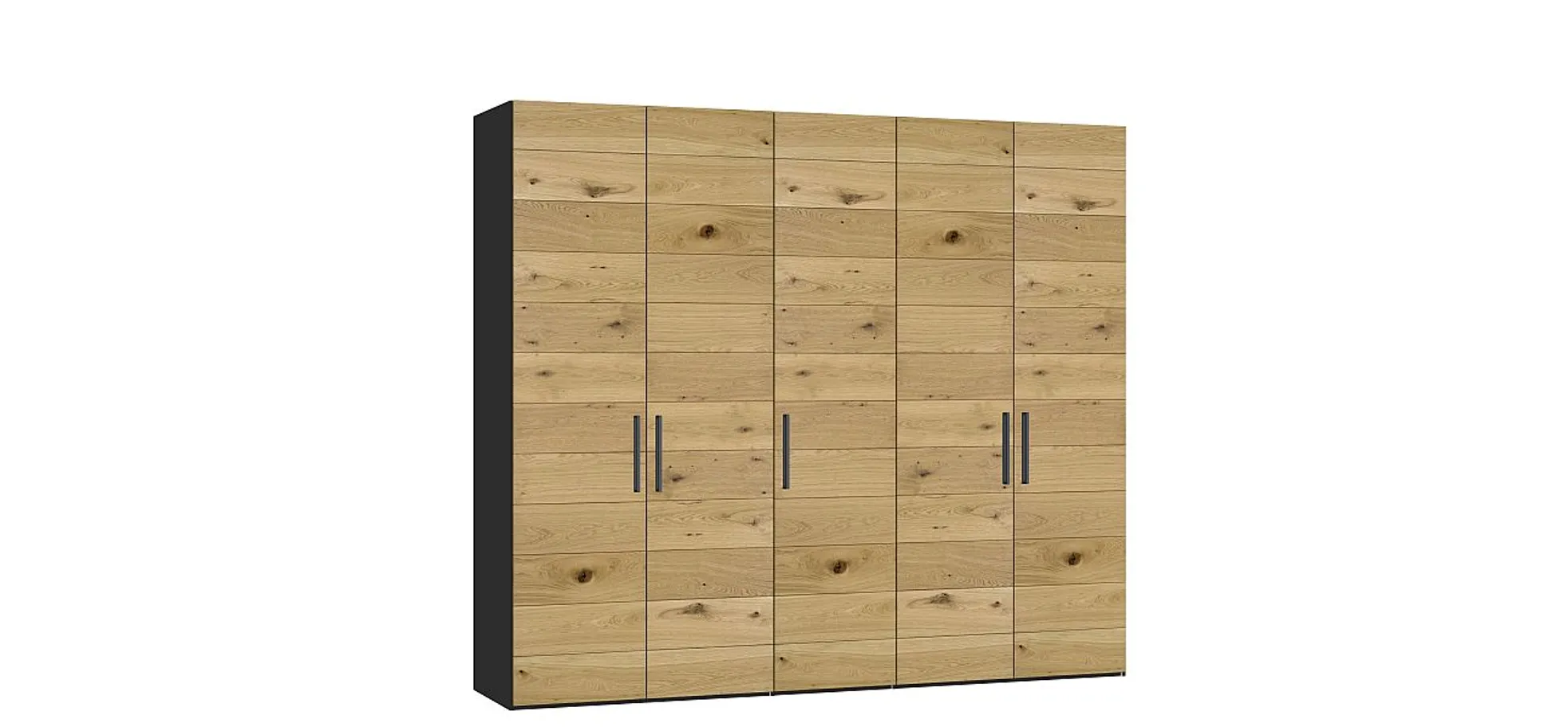 Drehtürenschrank JOIN IT- B ca. 252 cm., Schwarz, Eiche, Natur, Bretteroptik