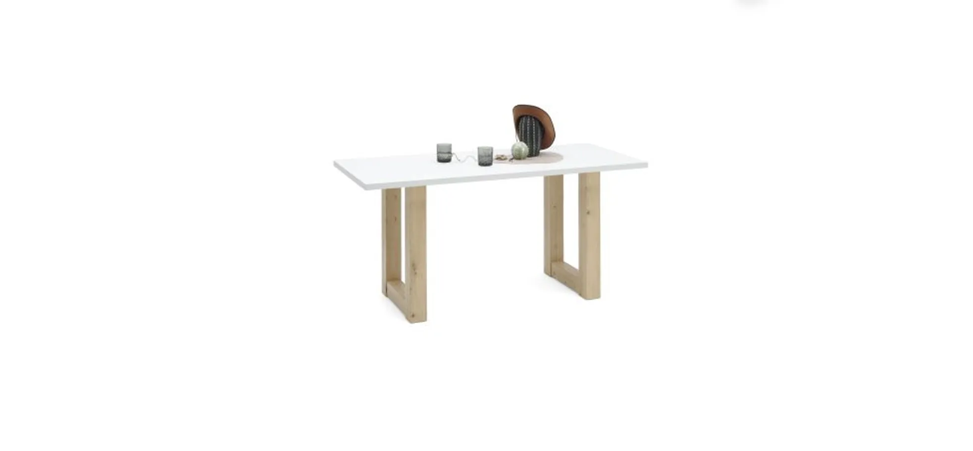 Esstisch- LB ca. 160x70 cm, Kreidegrau, Matt, Lack, Eiche Dekor