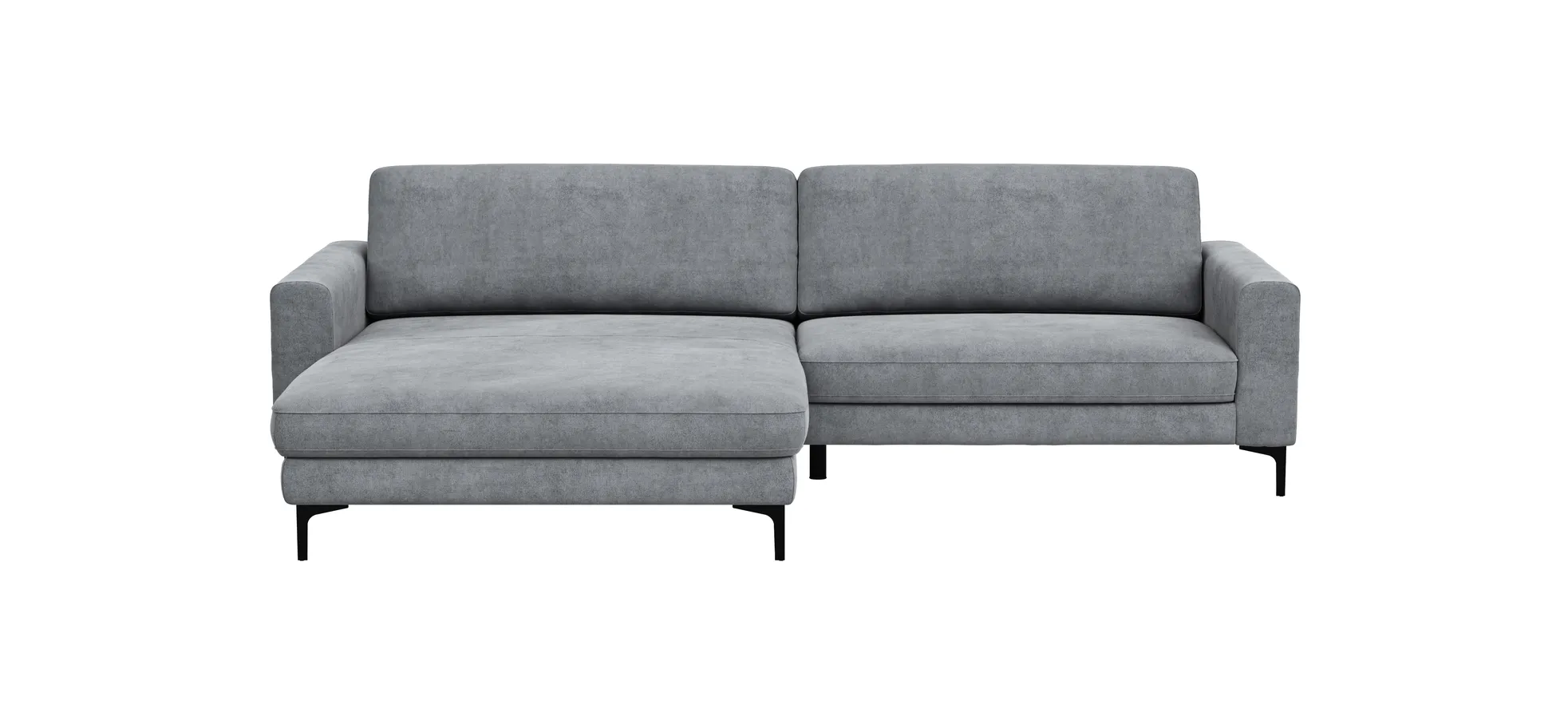 Ecksofa Oviedo - Longchair links mit 1,5-Sitzer inkl. Relaxfunktion (motorisch), Stoff, Grau