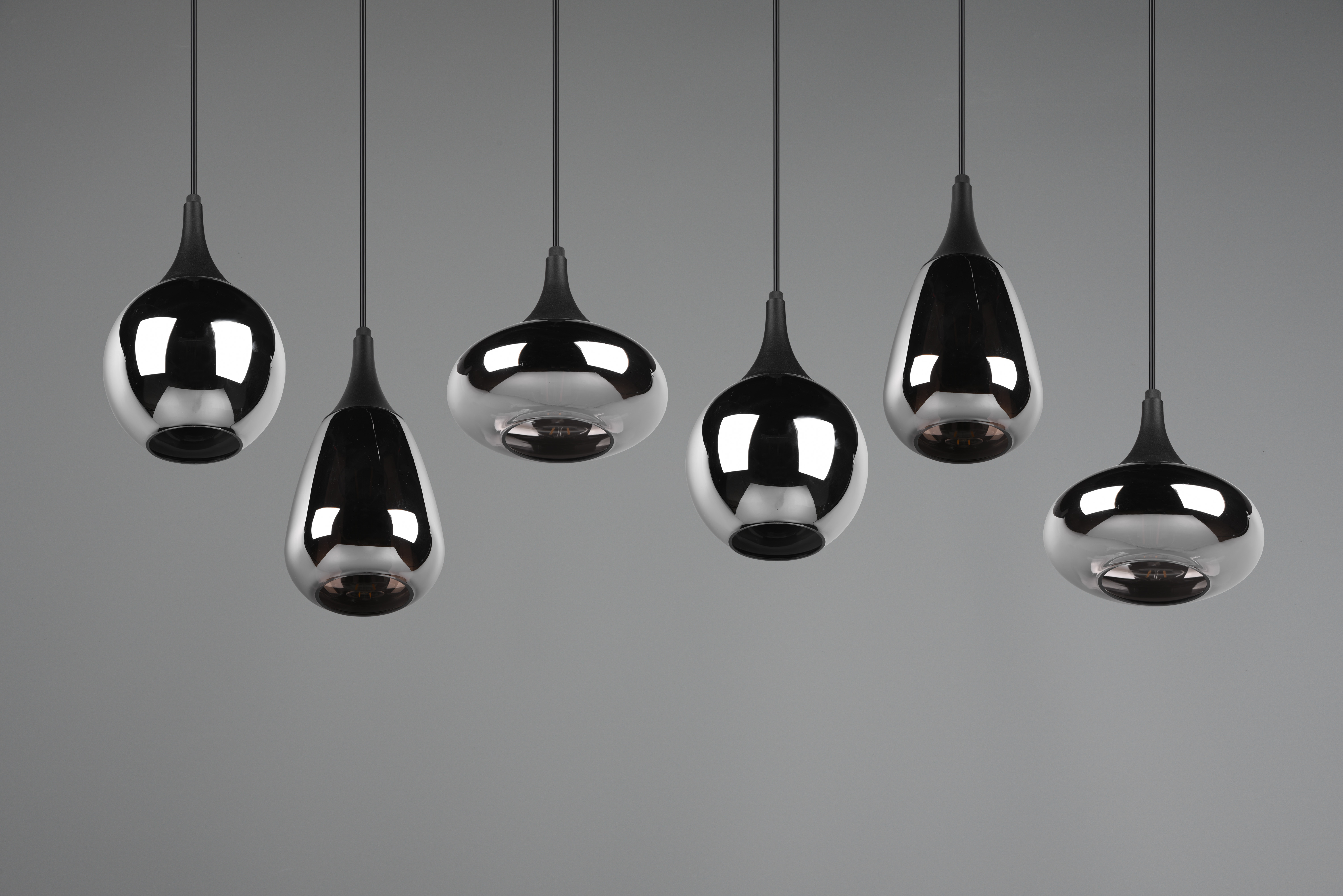 Pendelleuchte Lumina - 6flg., Metall/schwarz matt,93x8xHöhe max: 150 cm