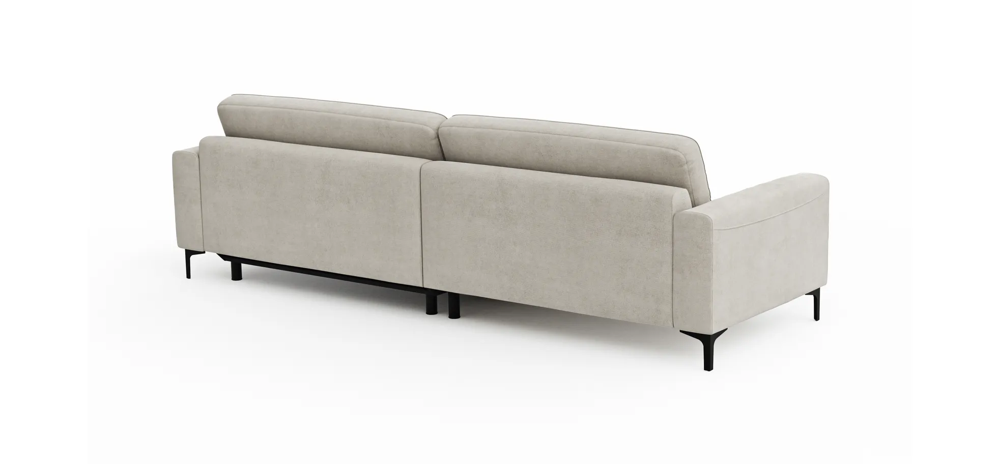 Ecksofa Oviedo - 1,5-Sitzer mit Longchair rechts inkl. Relaxfunktion (motorisch), Stoff, Natur