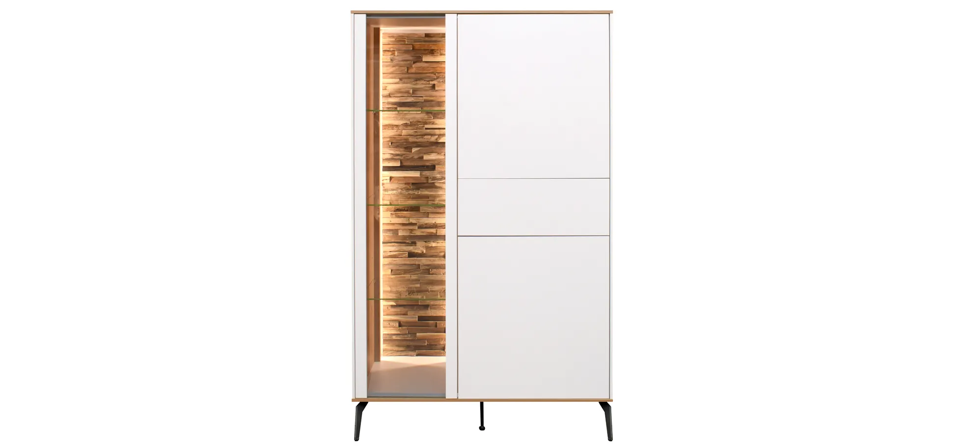 Highboard - B ca. 101 cm, Weiß, Asteiche, Schwarz Highboard - B ca. 101 cm, Weiß, Asteiche, Schwarz