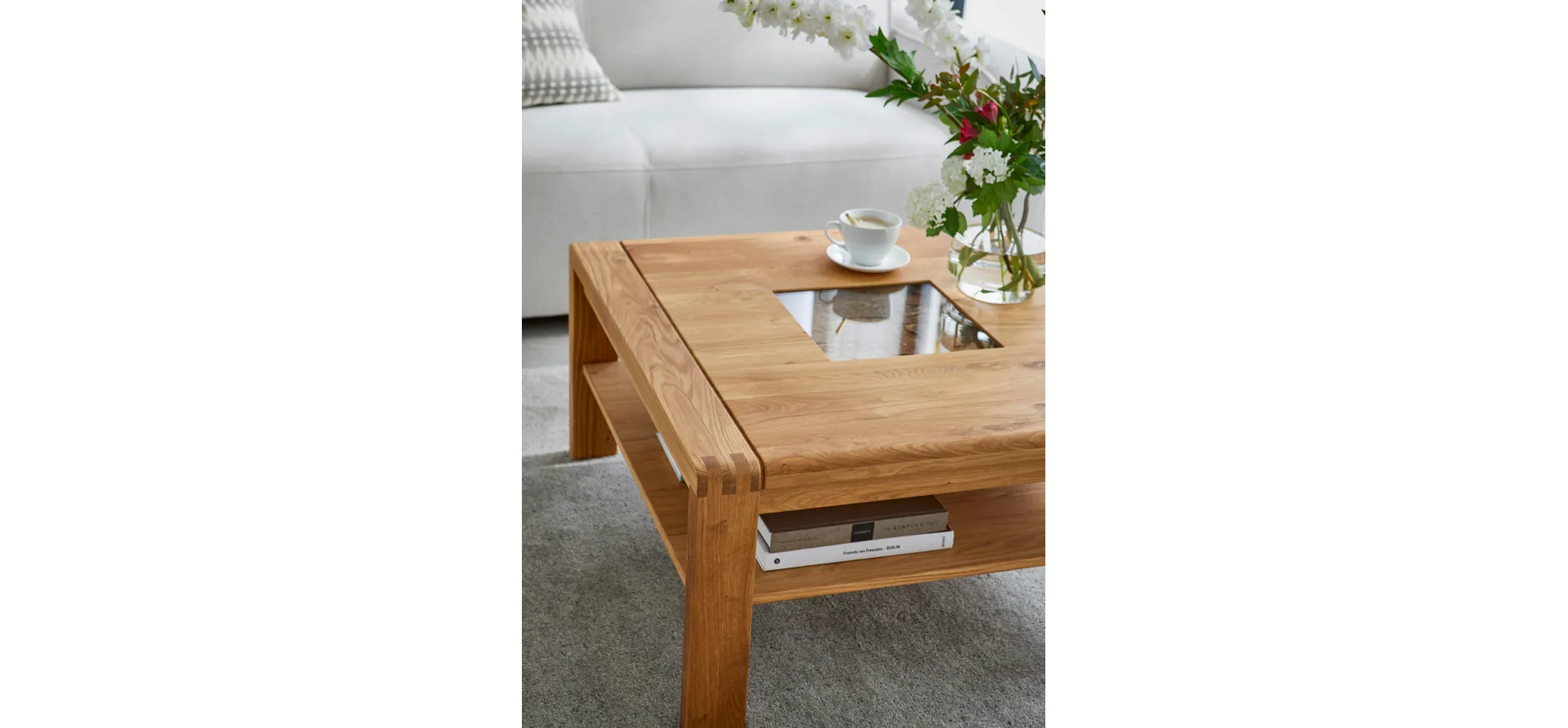 Couchtisch Cartago Soft - BHT ca. 90x45x90 cm, Wildeiche massiv, natur geölt