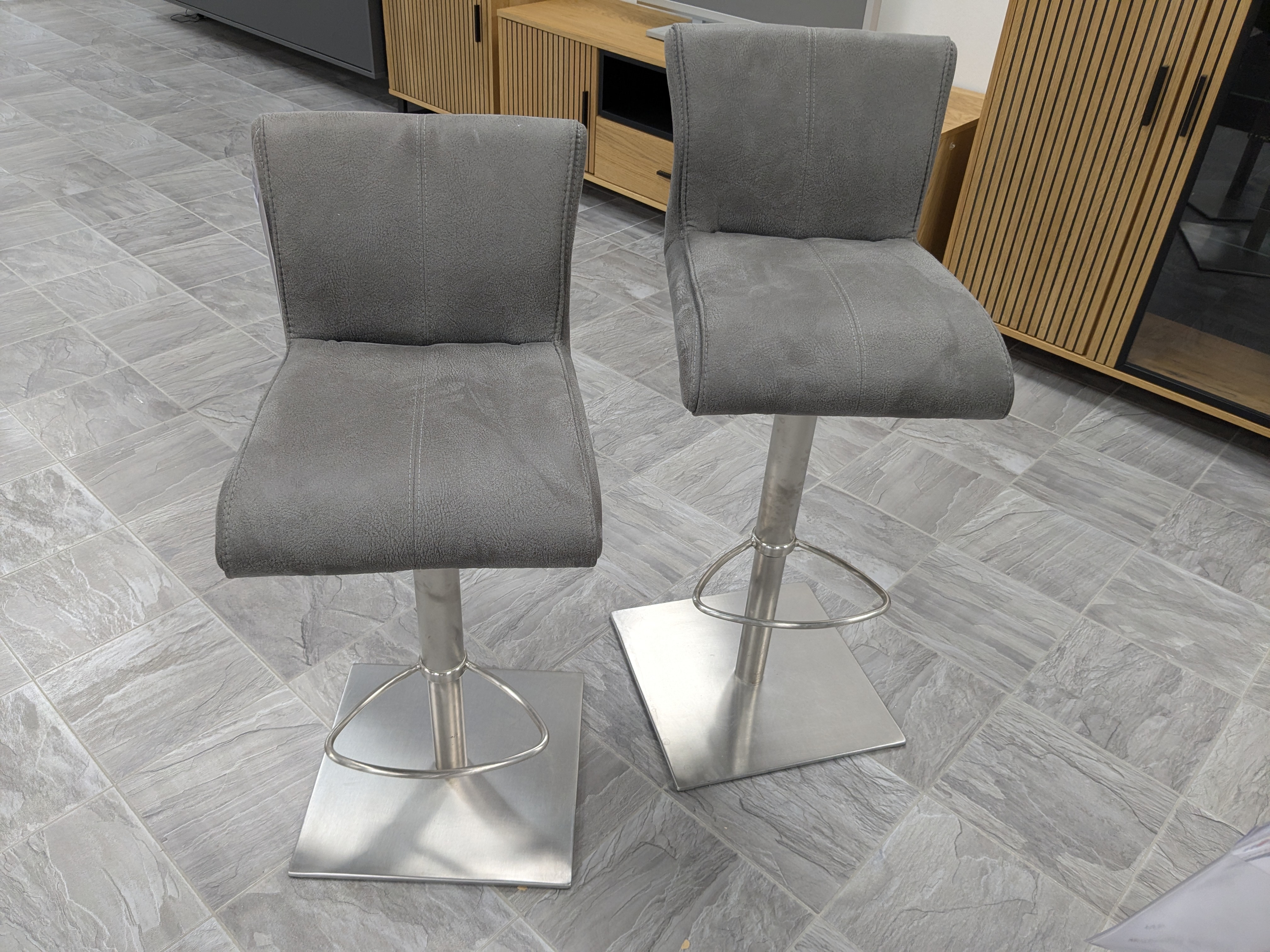 Barhocker, 2er Set, Mikrofaser dunkelgrau - KS 451017