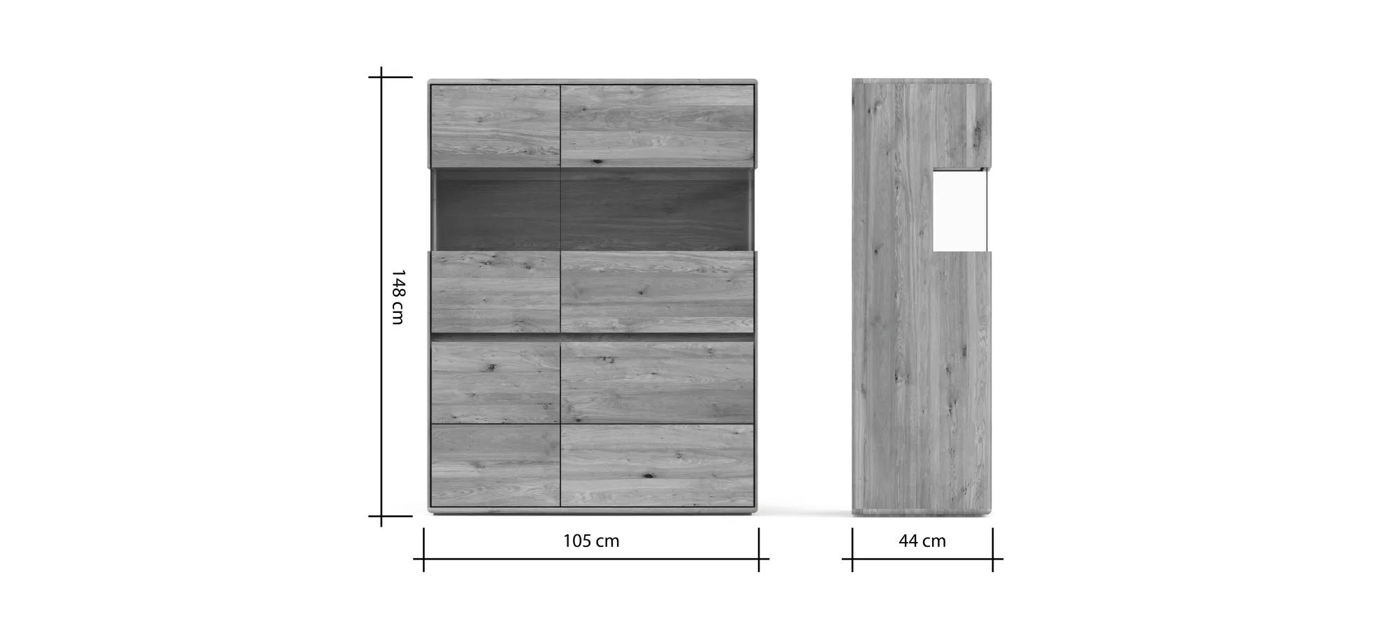 Highboard Hillsboro - Wildeiche natur, geölt