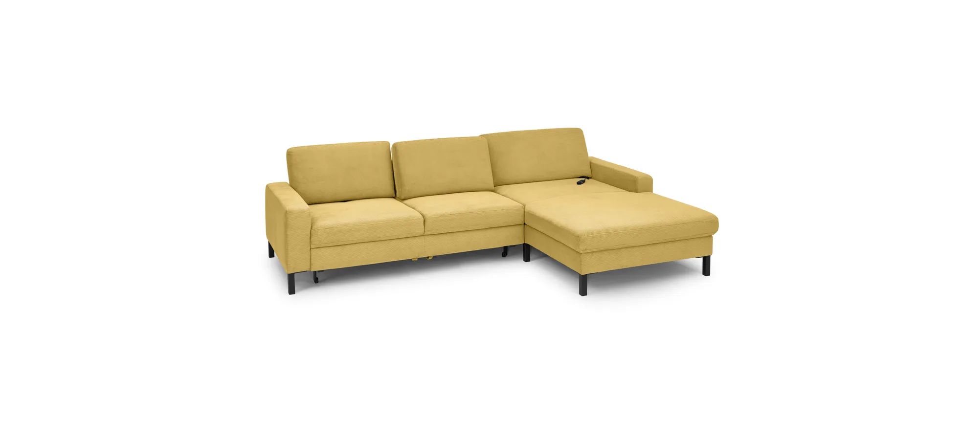  Ecksofa CALM MOVE 2.0 - 2,5-Sitzer mit Longchair rechts, Schlaffunktion, Feincord, Gold