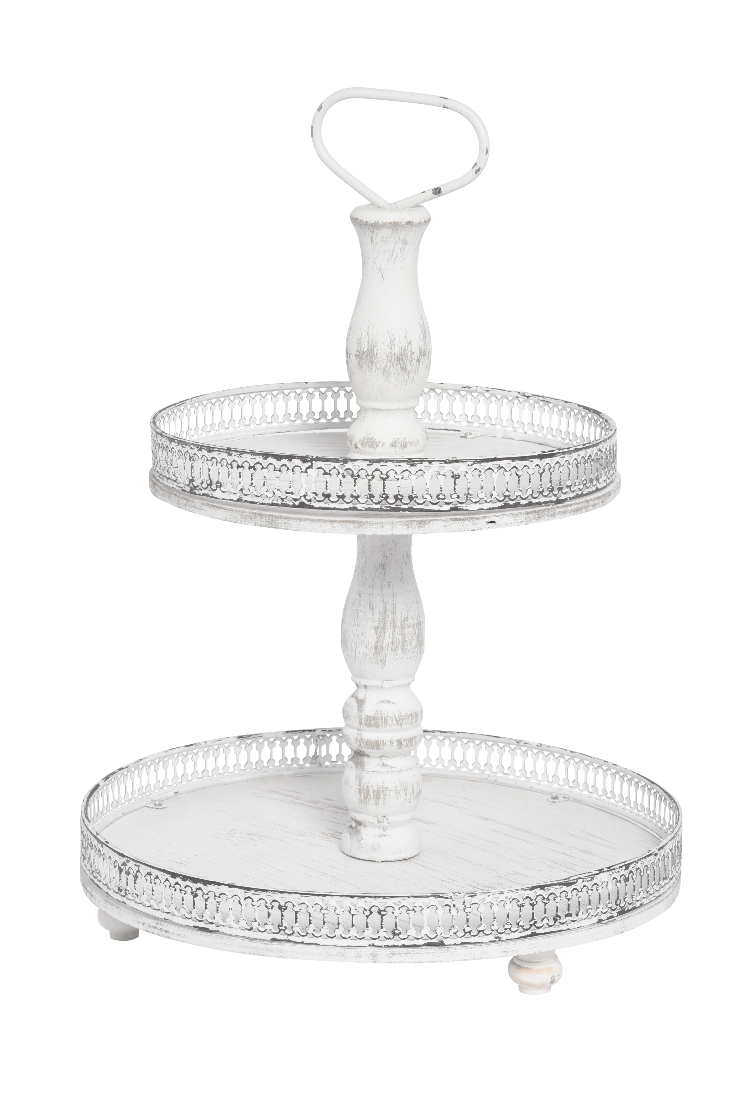 Etagere 2-Stöckig - weiß, 34x48cm