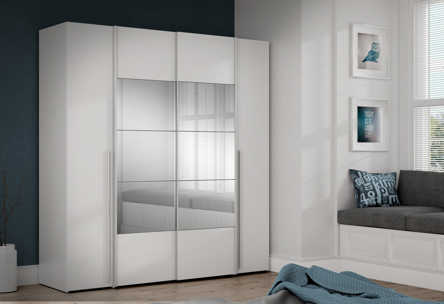 Kleiderschrank, Weiß - Fahda