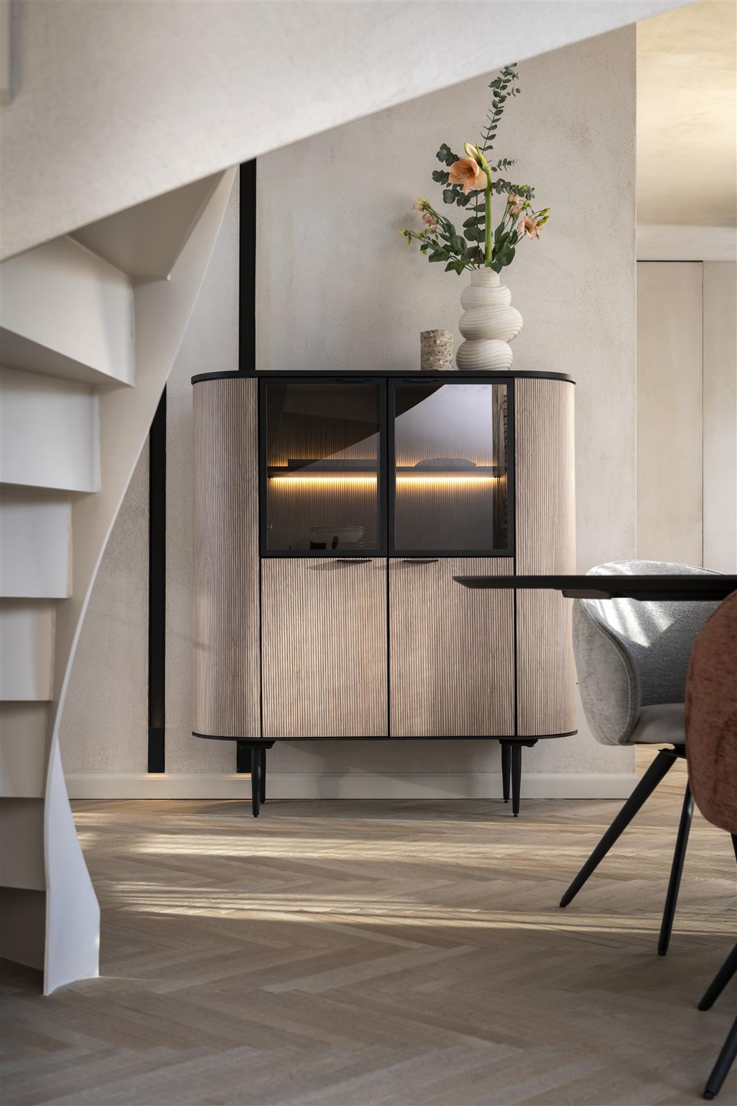 Highboard, HPL Marmeroptik onyx - Aramon - Xooon