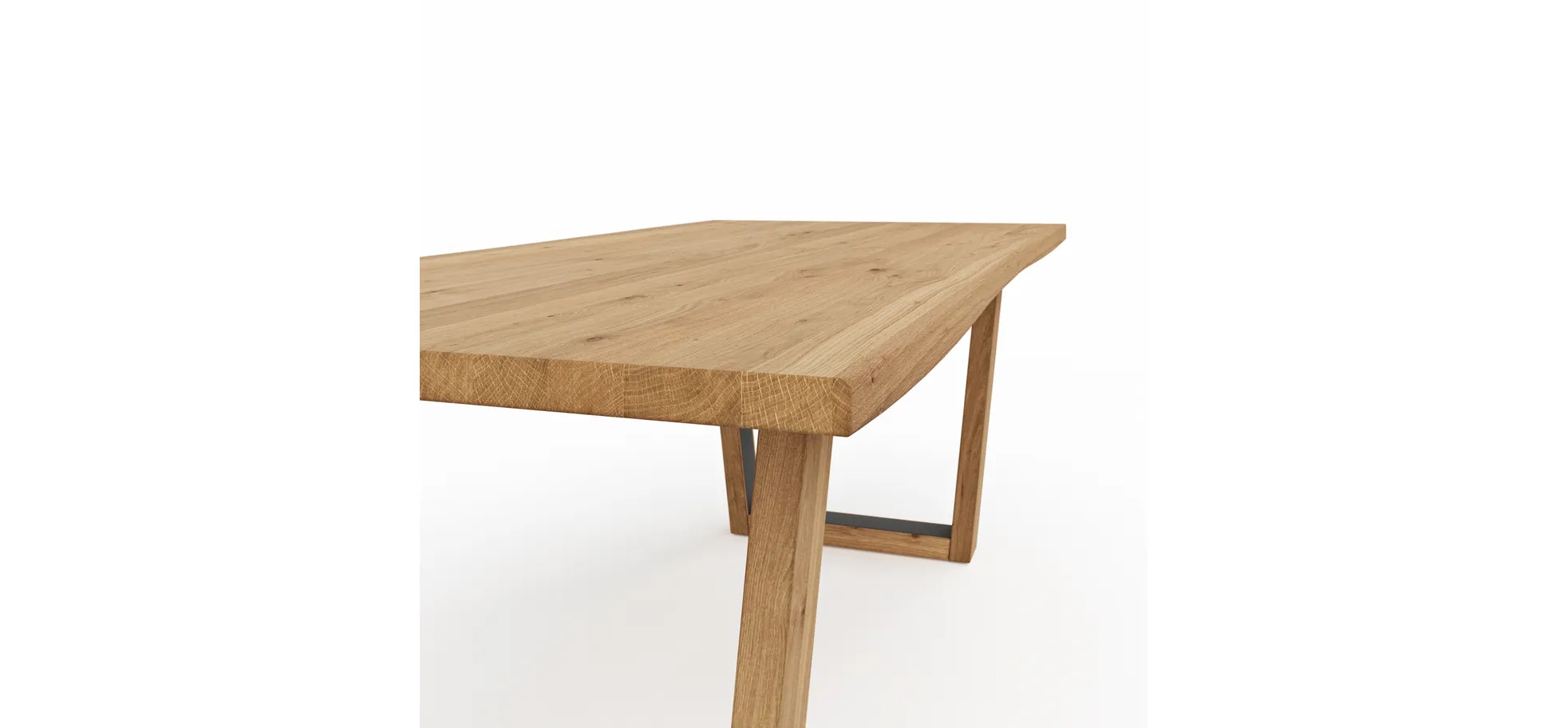 Esstisch Belfast - LB ca. 240x100 cm, Eiche massiv, mit Metalleinlage im Gestell