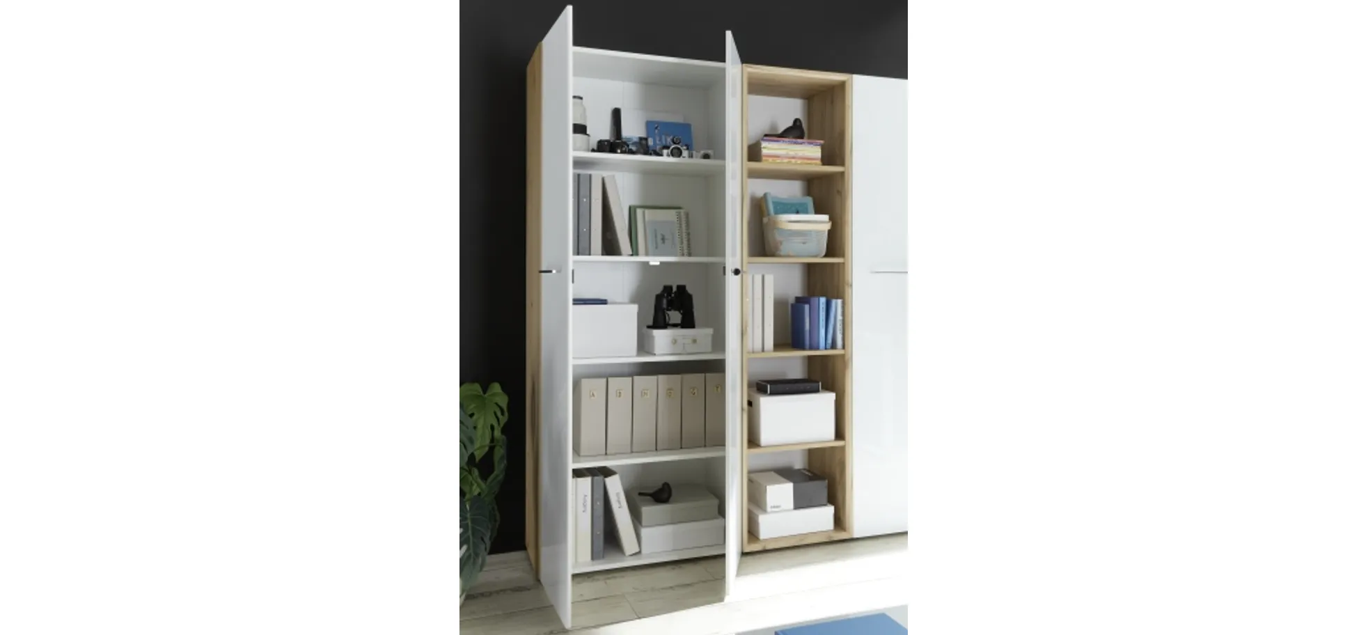 Aktenschrank GWEN - B/H/T ca. 80x196x37 cm, Eiche Dekor