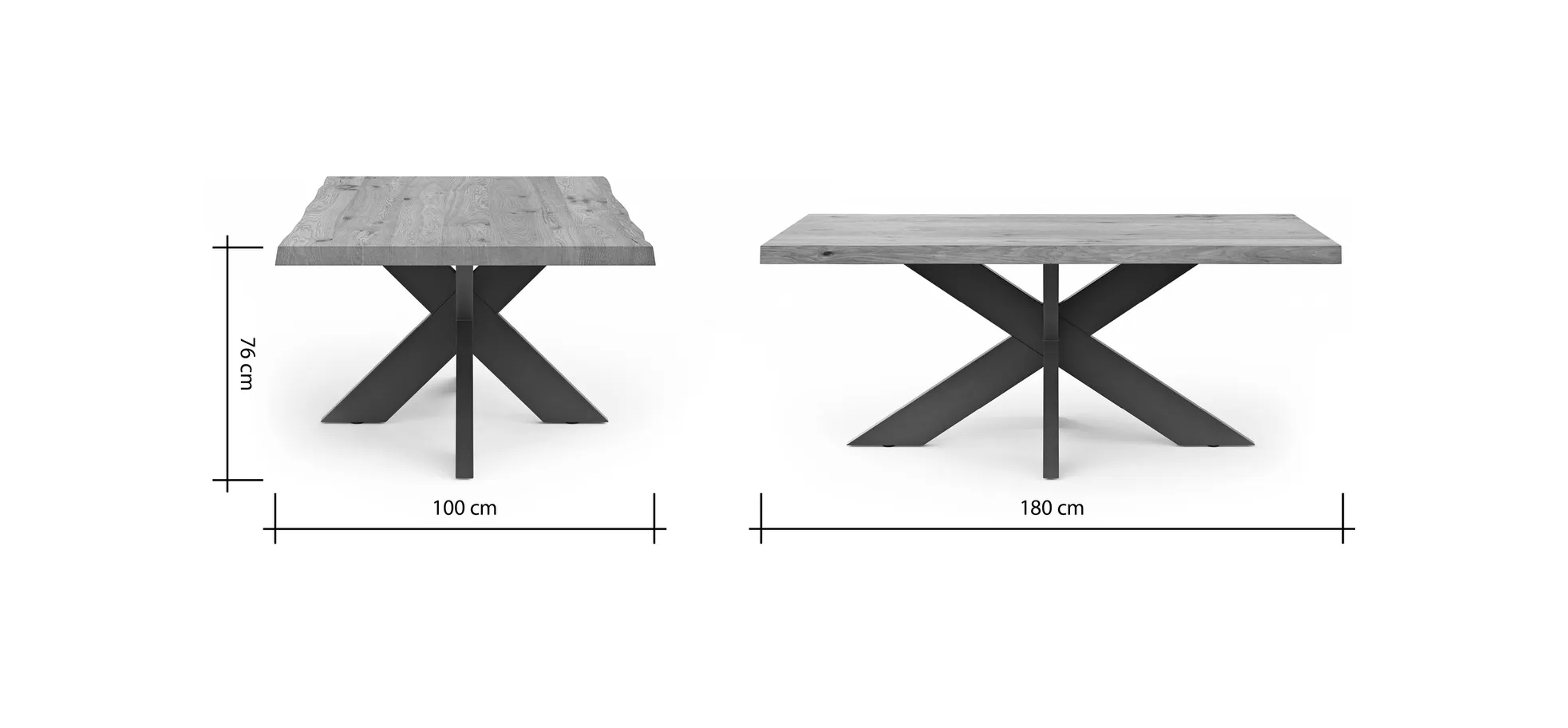 Esstisch Clifton - LB ca. 180x100 cm, Wildeiche massiv