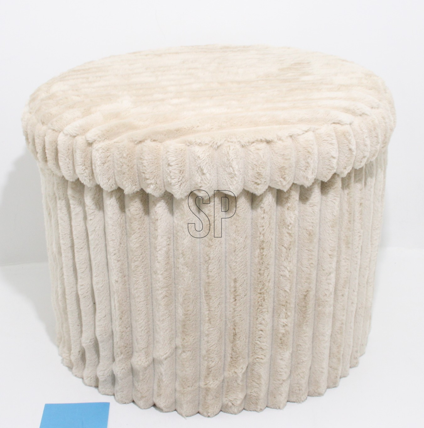 Hocker mit Aufbewahrungsraum, Cordoptik - creme, ca. Ø 43,2cm, Höhe ca. 32,5cm