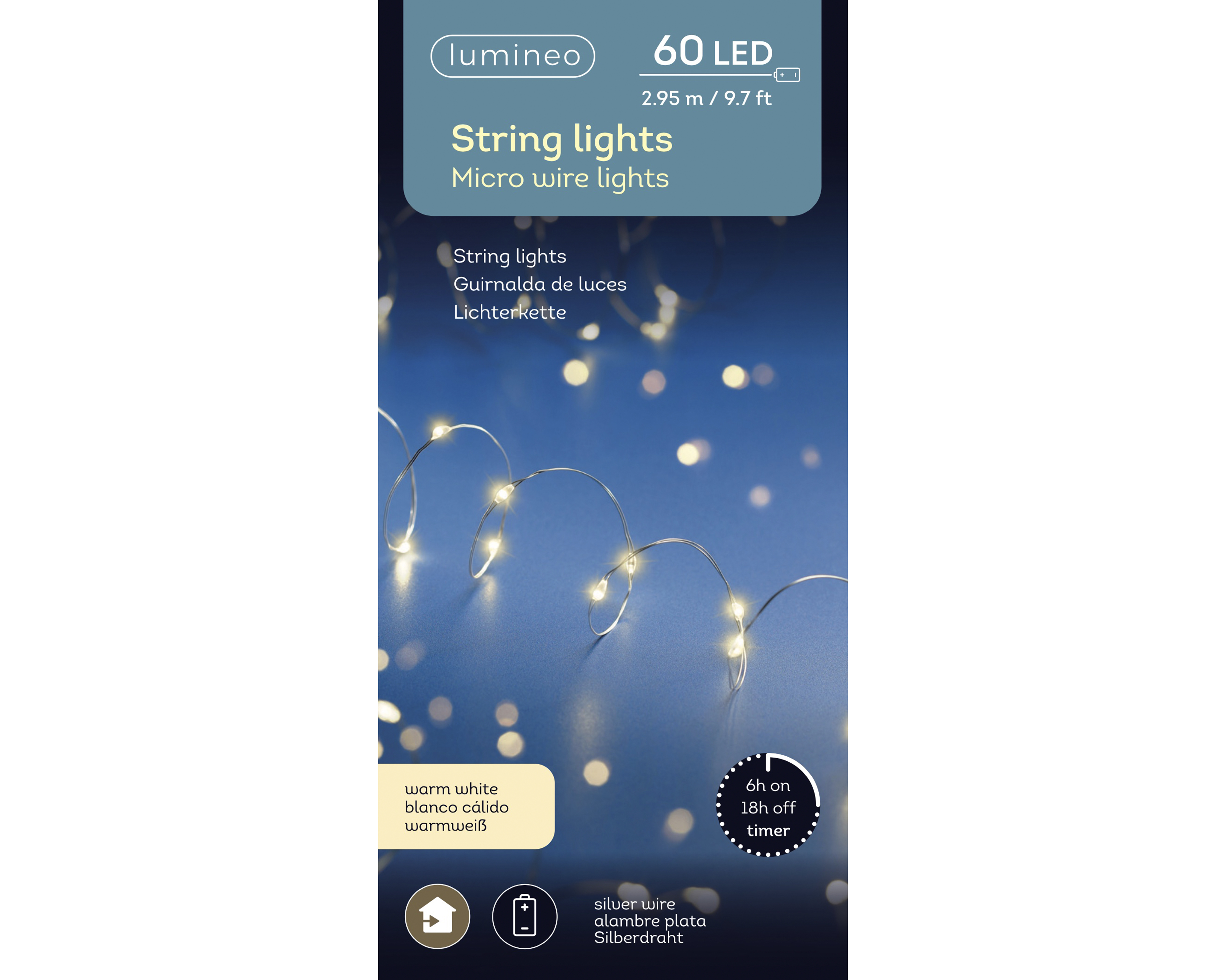 Micro-LED-Strangbeleuchtung - silber, 295cm-60L
