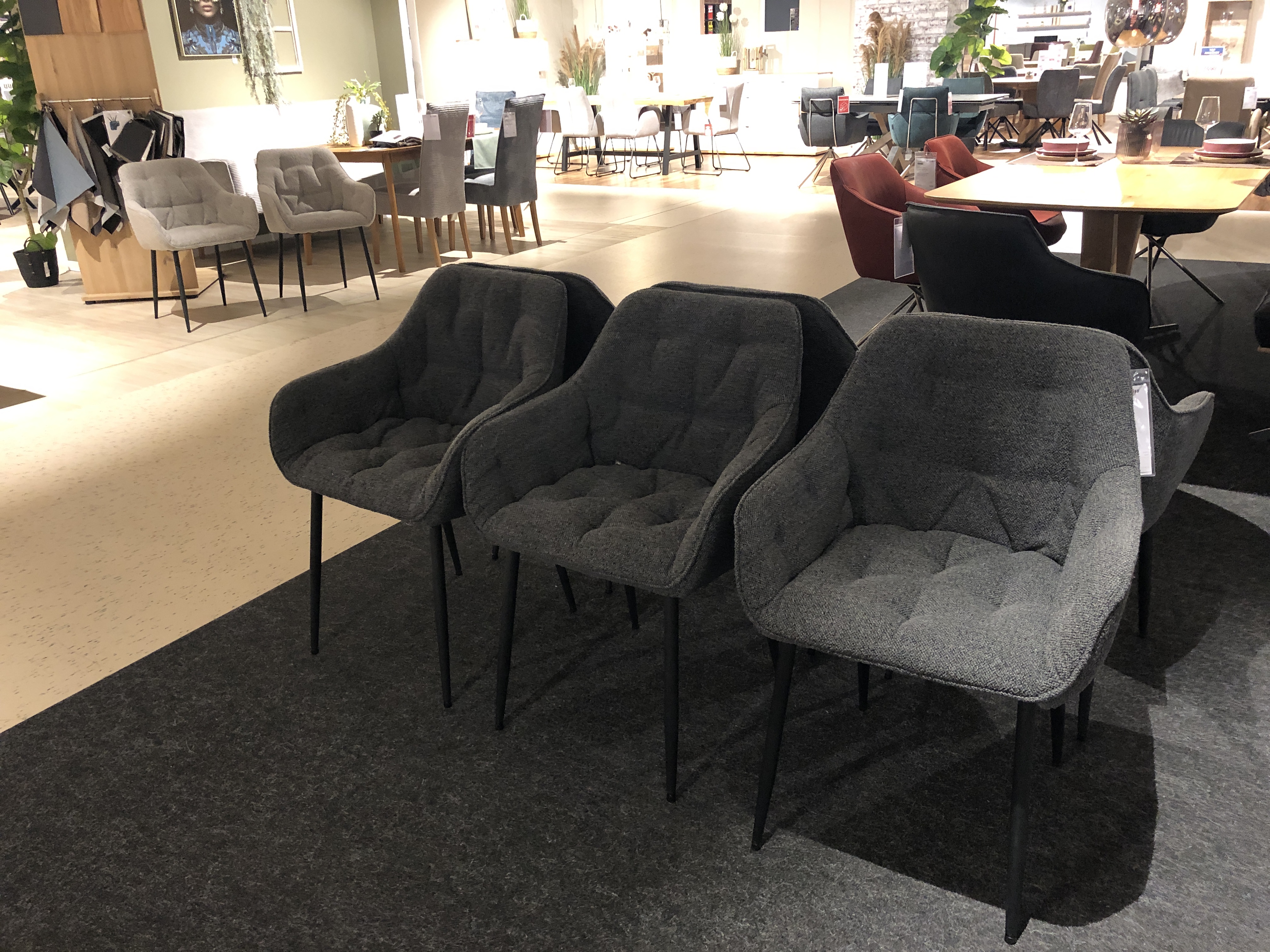 Stuhlsatz, Stoff anthrazit, Metall schwarz - Alisha