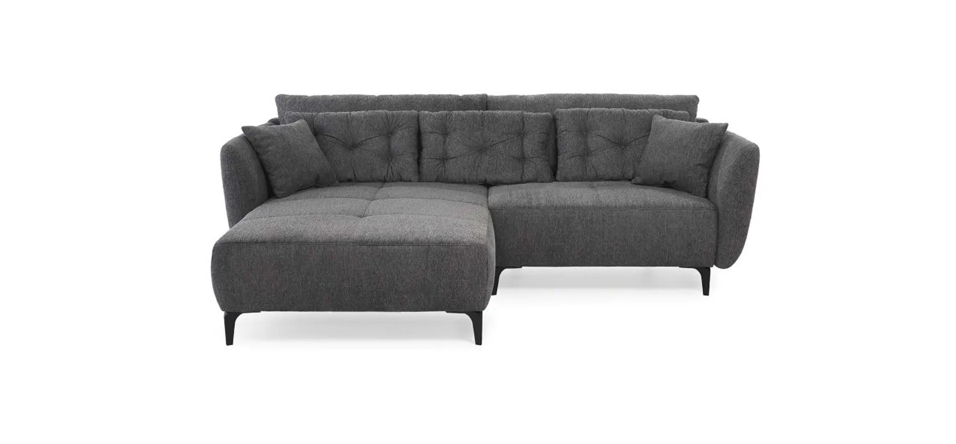 Ecksofa, Stoff dunkelgrau,  - Janek