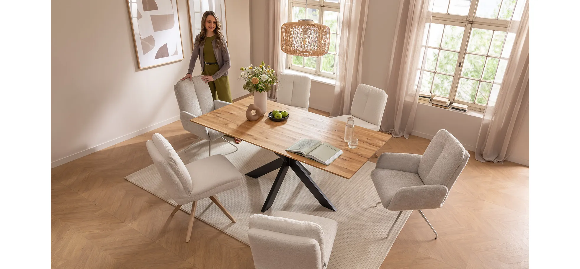 Esstisch, ausziehbar, Wildeiche geölt - Liora