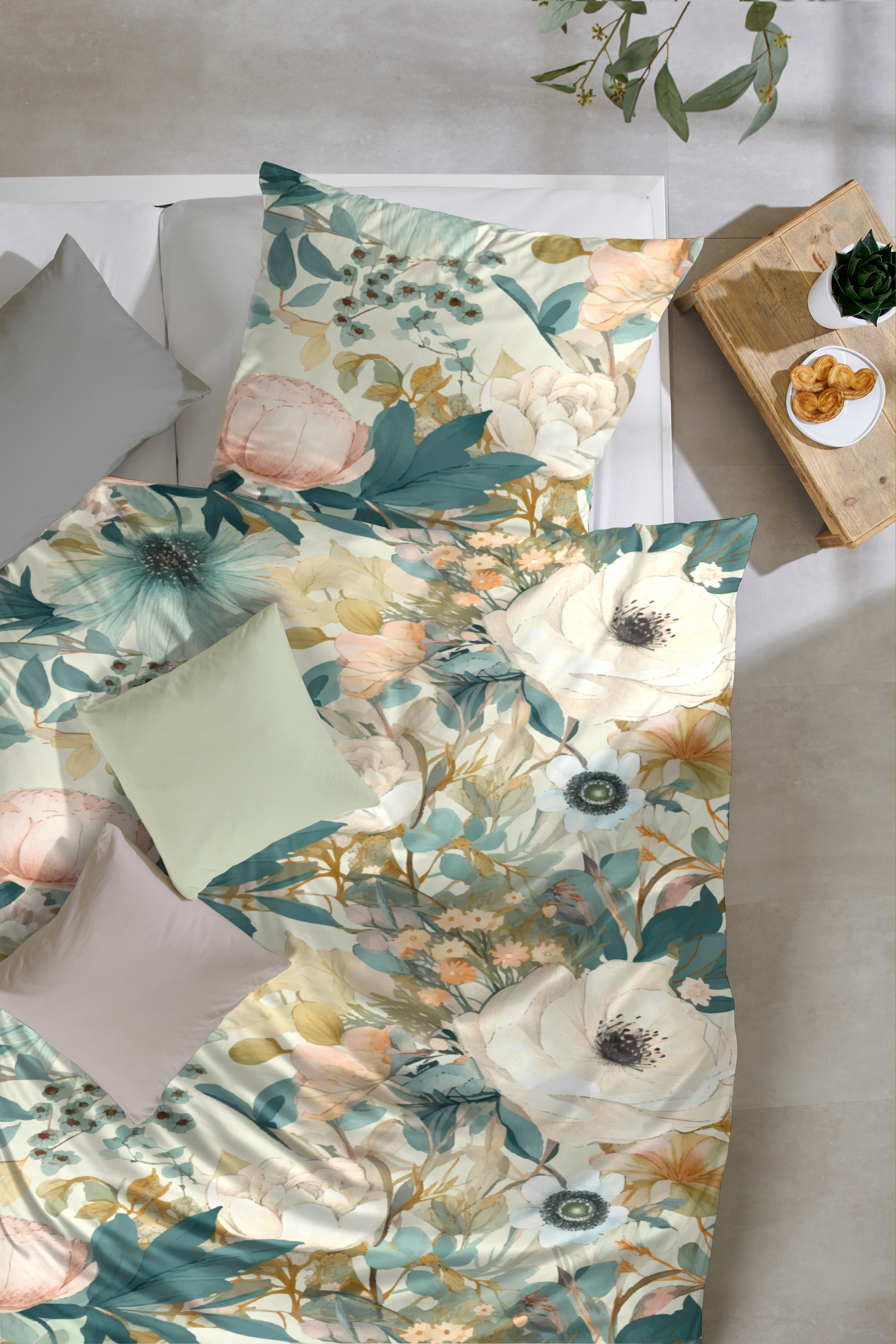 Mako-Satin Bettwäsche - 155x220cm, Blumen