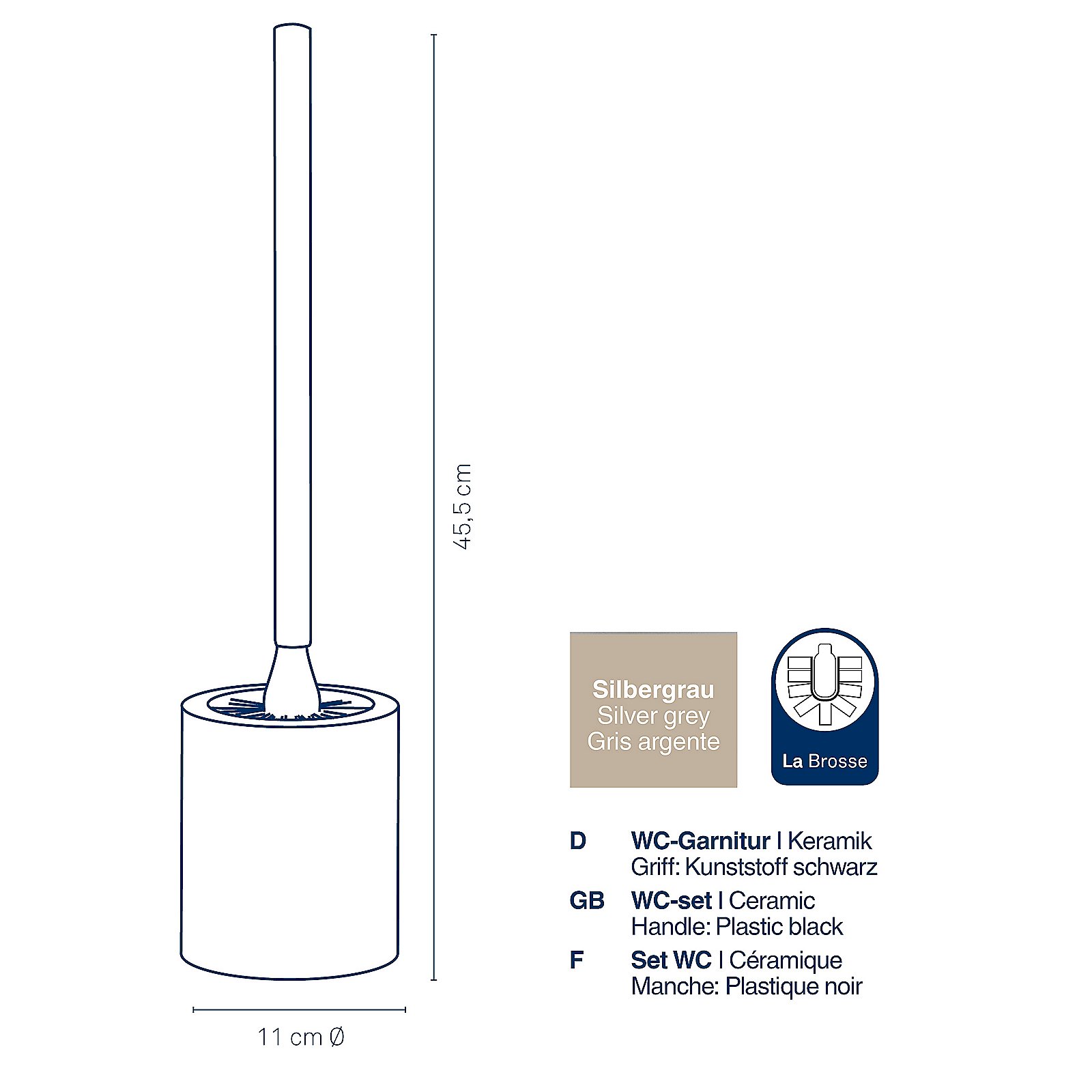 WC-Garnitur Adele 45,5 cm - Keramik silbergrau