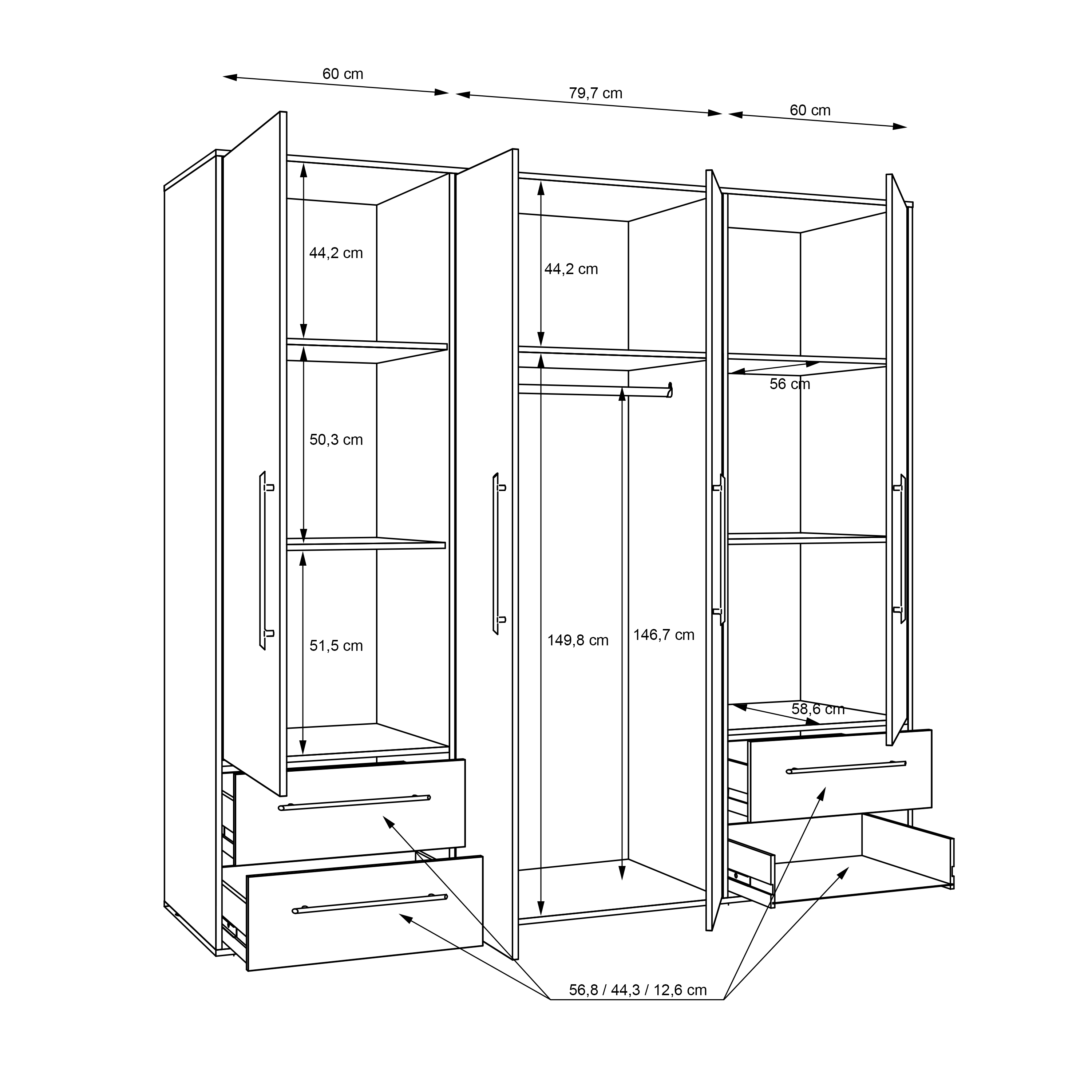 Drehtürenschrank, weiß - Fathie