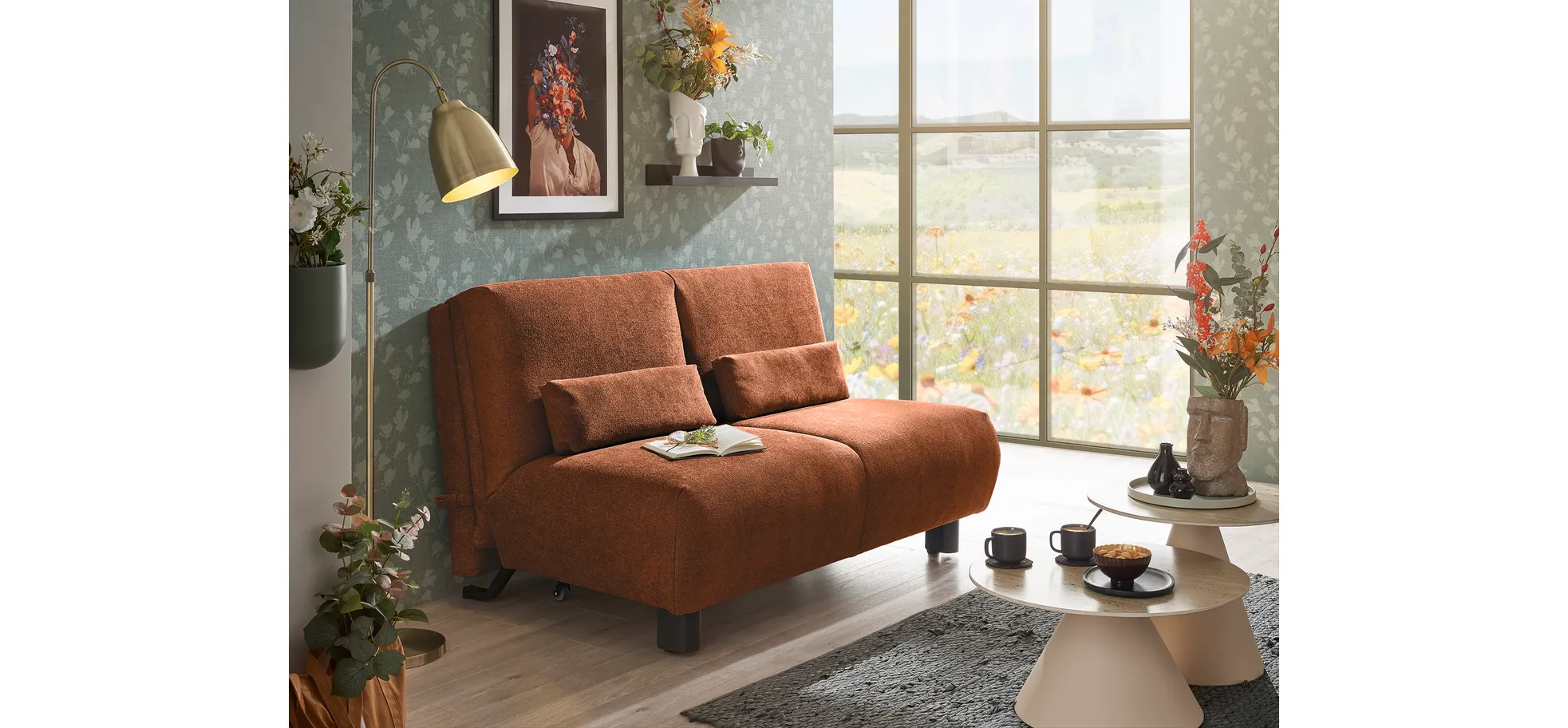 Faltsofa EBBY - 2-Sitzer ohne Armlehne, 140 cm inkl. Schlaffunktion, Stoff, Rot Faltsofa EBBY - 2-Sitzer ohne Armlehne, 140 cm inkl. Schlaffunktion, Stoff, Rot