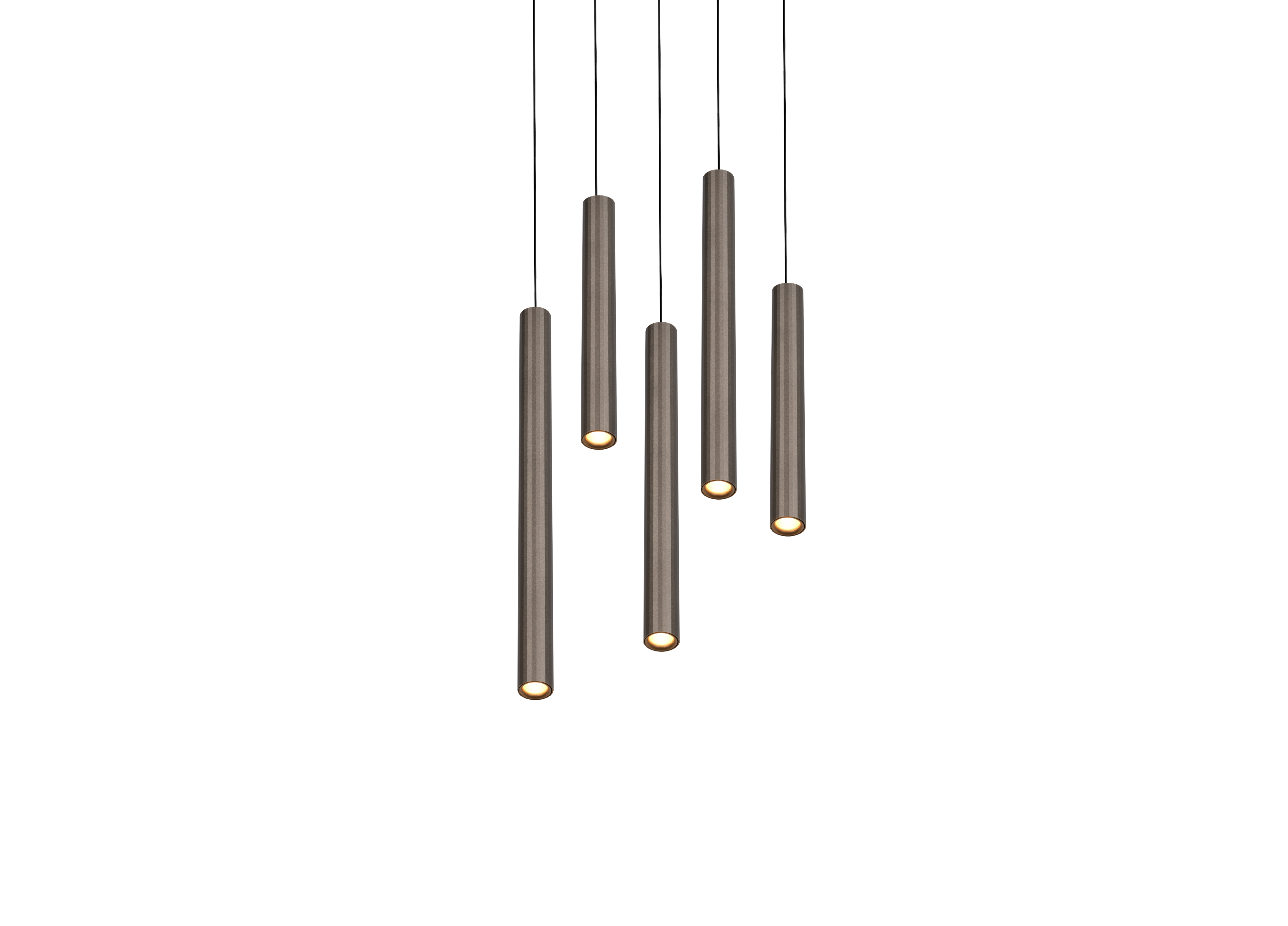Pendelleuchte ARIMATO - 5flg., LED, Metall Platinum, ca. 35x35x200cm