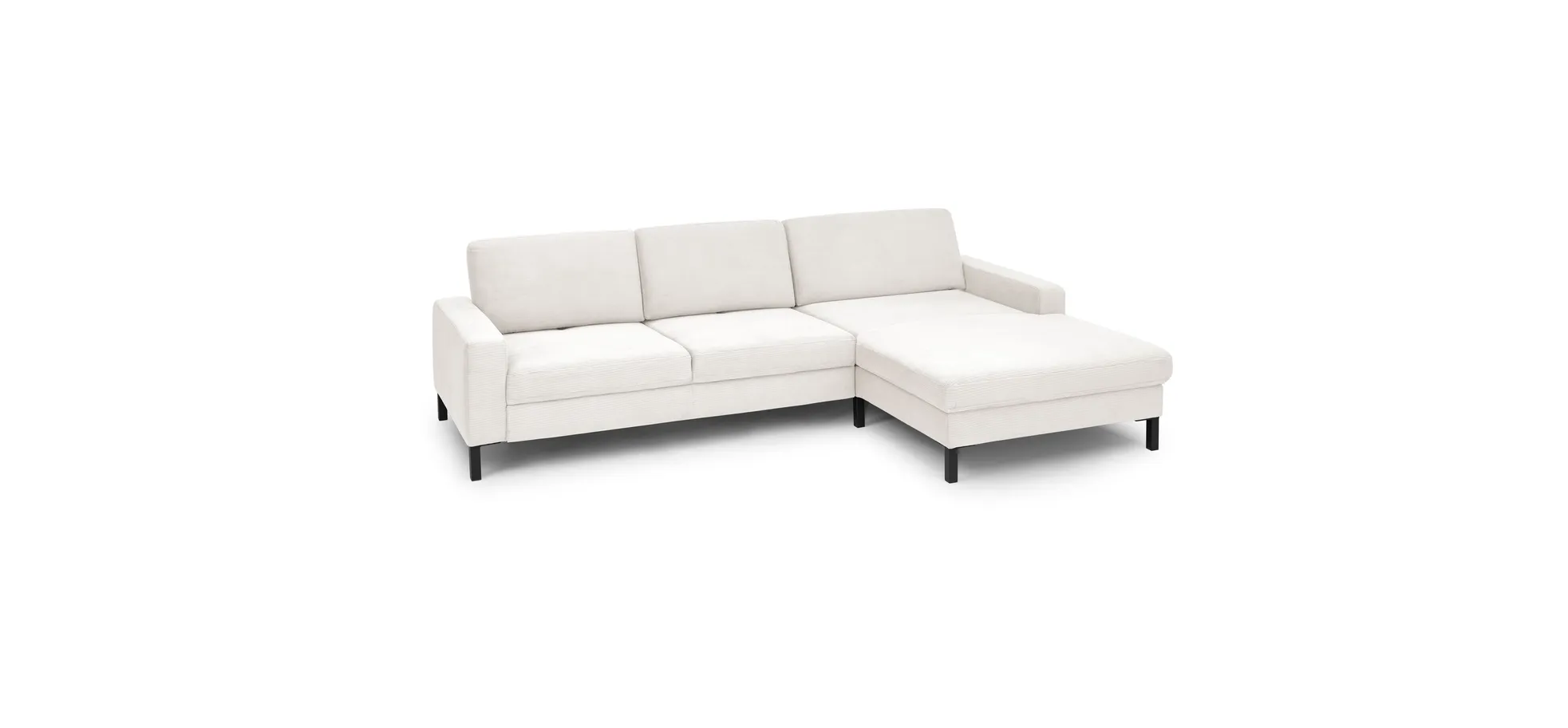  Ecksofa CALM MOVE 2.0 - 2,5-Sitzer mit Longchair rechts, Feincord, Weiß