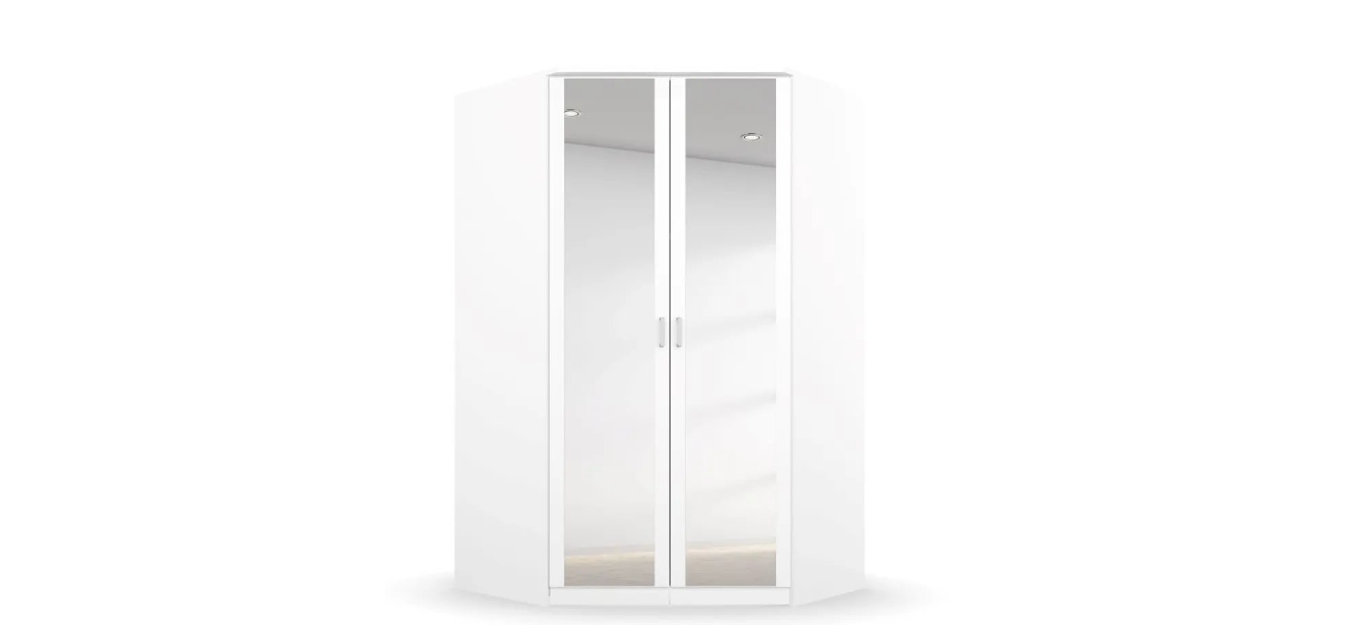 Eckschrank ROYAN- B ca. 117 cm, Weiß, Spiegel