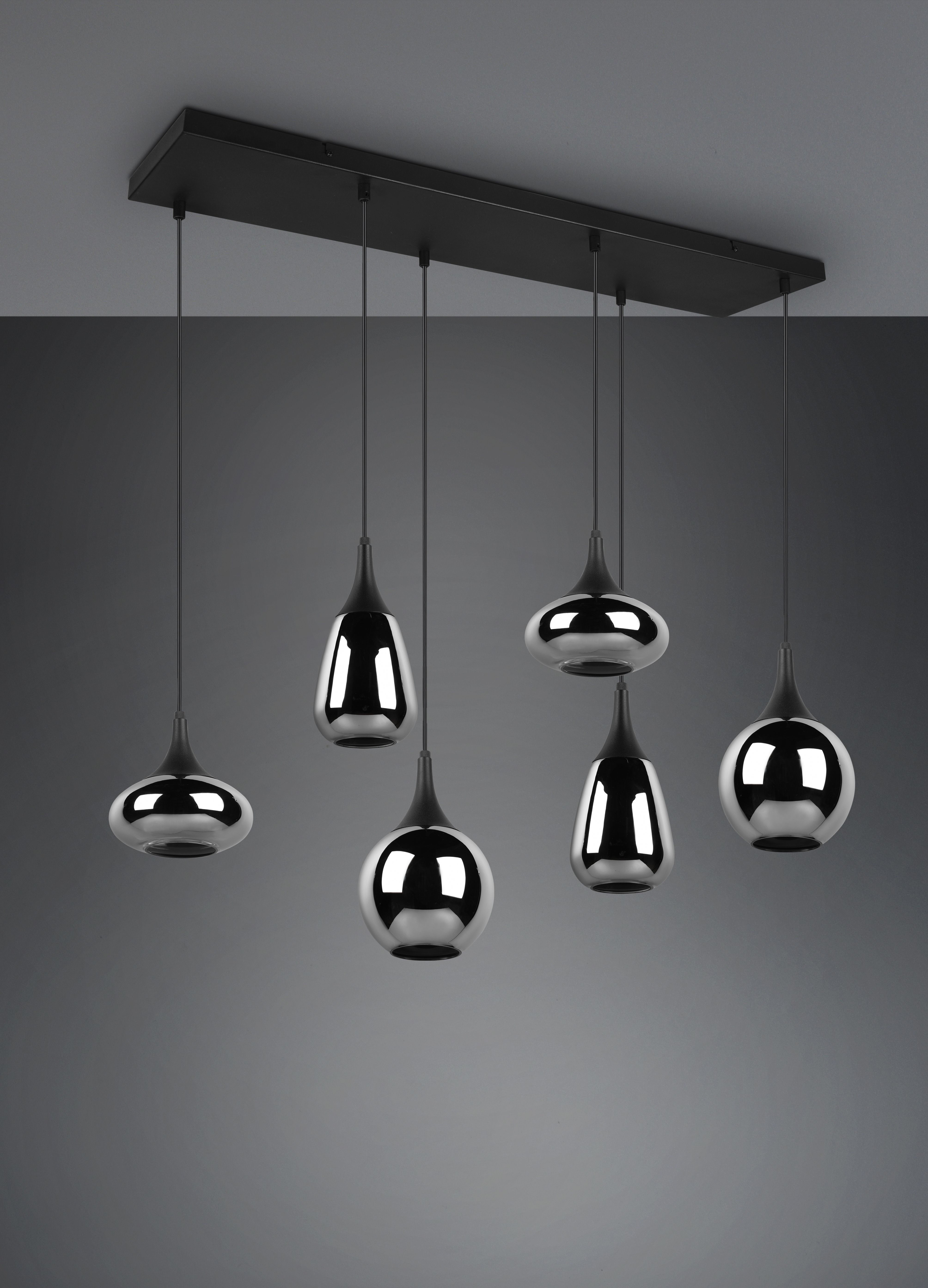Pendelleuchte Lumina - 6flg., Metall/schwarz matt,93x8xHöhe max: 150 cm