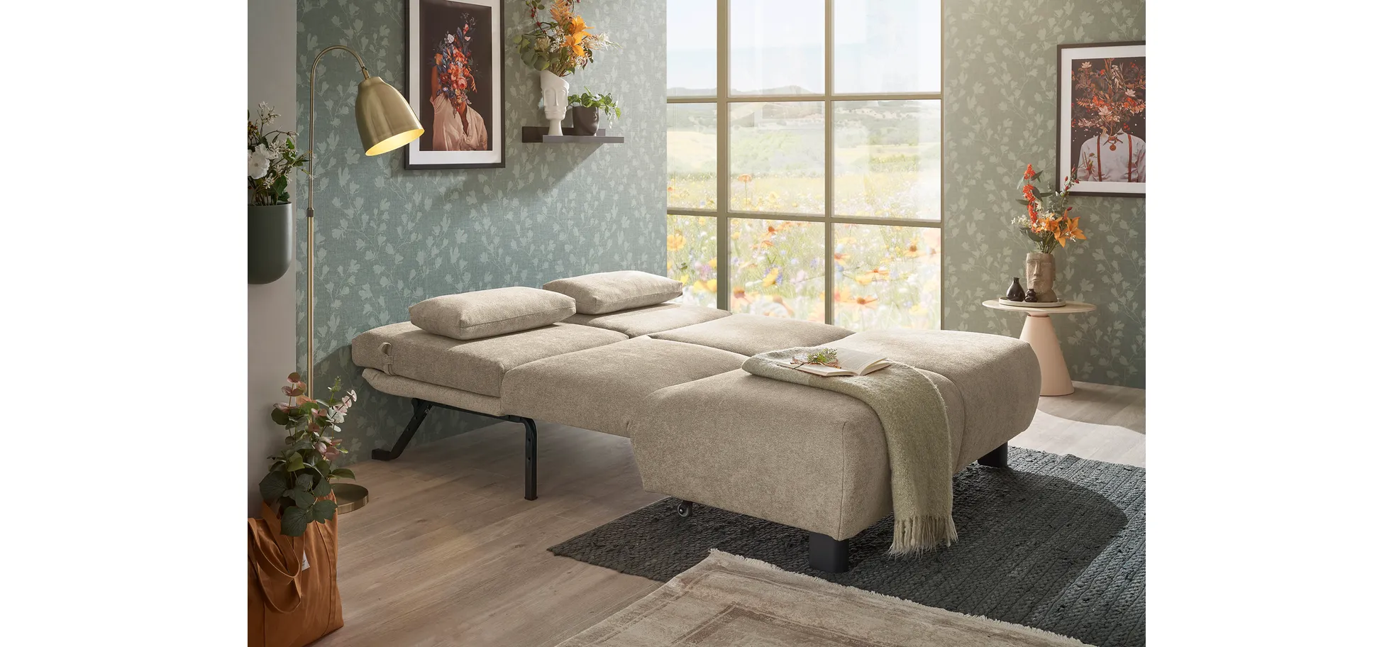 Faltsofa EBBY - 2-Sitzer ohne Armlehne, 140 cm inkl. Schlaffunktion/Relaxfunktion, Stoff, Taupe Faltsofa EBBY - 2-Sitzer ohne Armlehne, 140 cm inkl. Schlaffunktion/Relaxfunktion, Stoff, Taupe