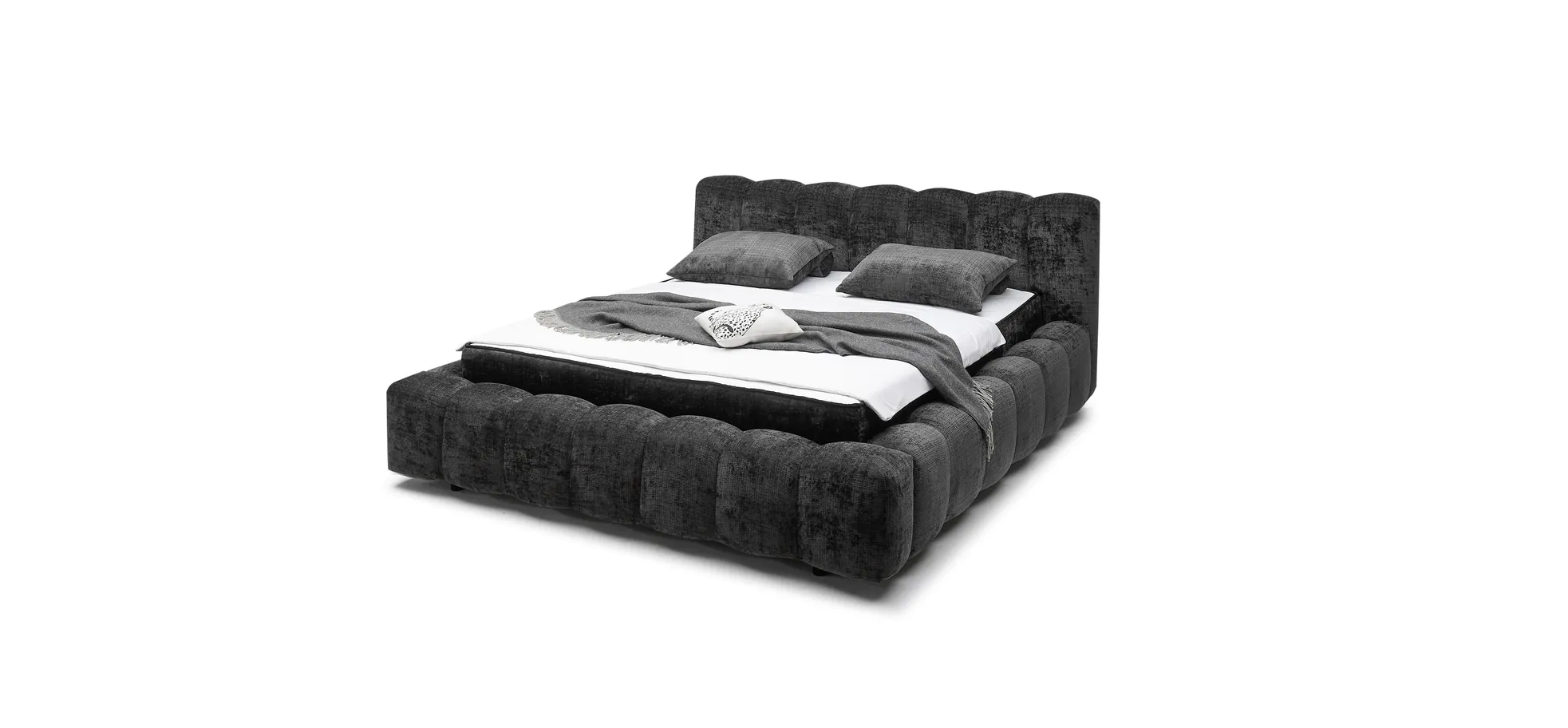 Polsterbettrahmen, Stoff black, 180x200 cm - Eleine