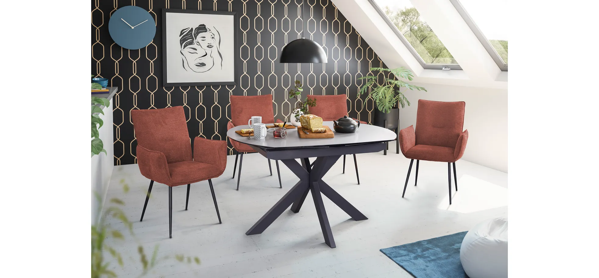 Vierfußstuhl mit Armlehnen, kupfer - Marcela