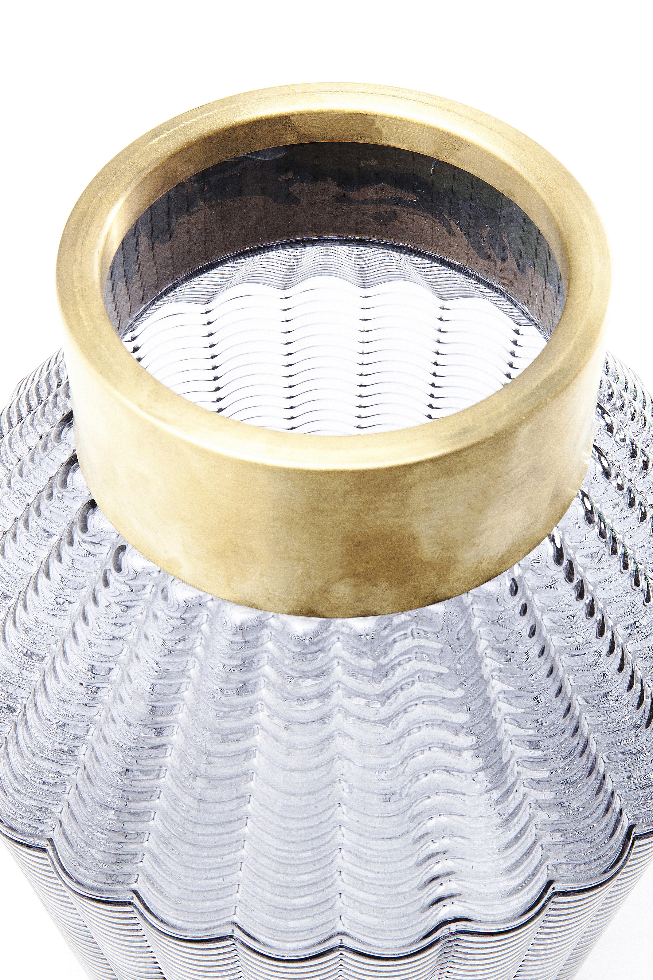 Vase Barfly Grey, Glas grau, gold - Flower