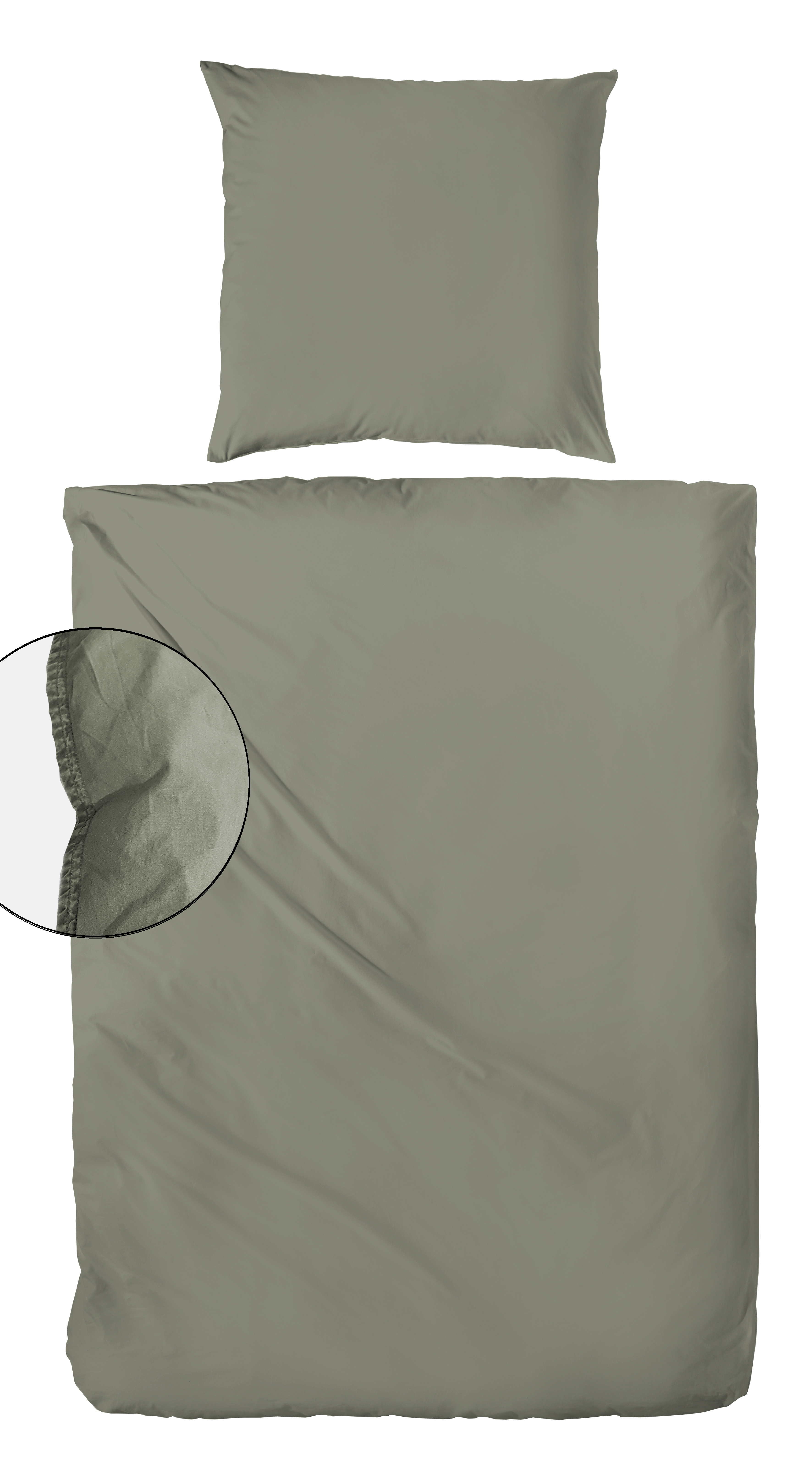 Flanell-Bettwäsche Stone-Washed - 155x220cm, olive