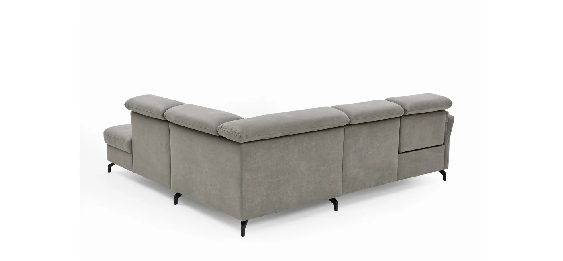  Ecksofa - 2-Sitzer mit Ecke rechts, Stoff, Grau