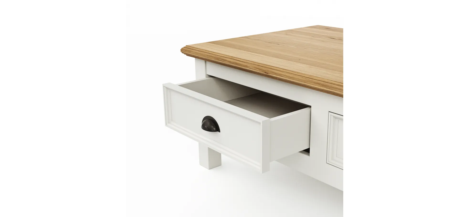 Couchtisch, weiß lackiert teilmassiv - Louisiana