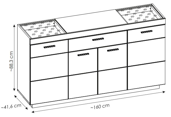 Sideboard, Kaschmir/Eiche  - Walentina