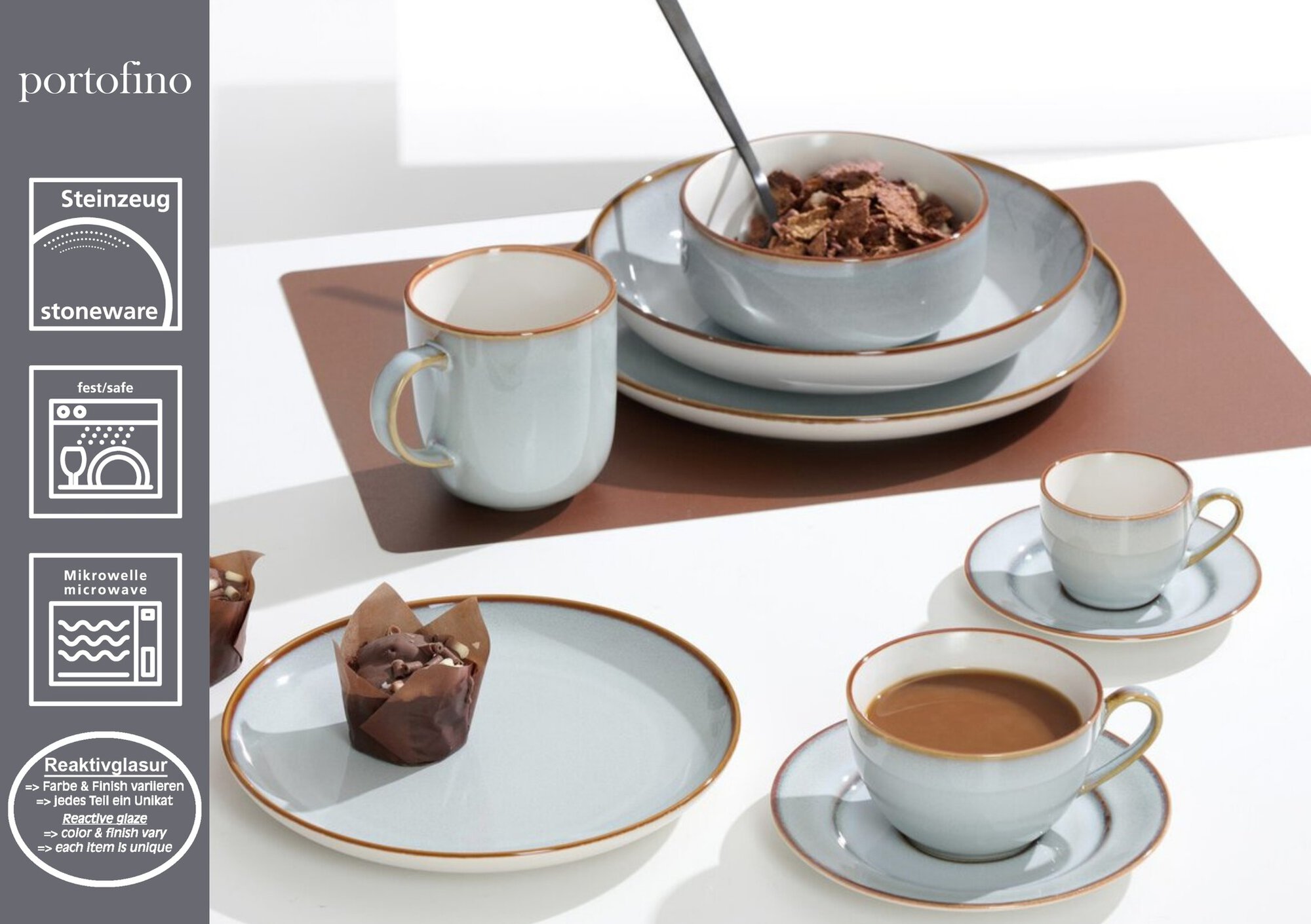 Henkelbecher Portofino - steinzeug, grau, 400ml