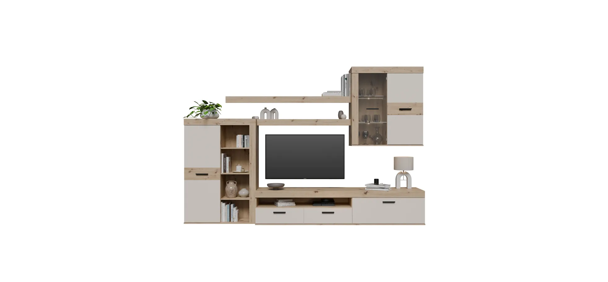 Wohnwand, Artisan oak, Sand  - Frana