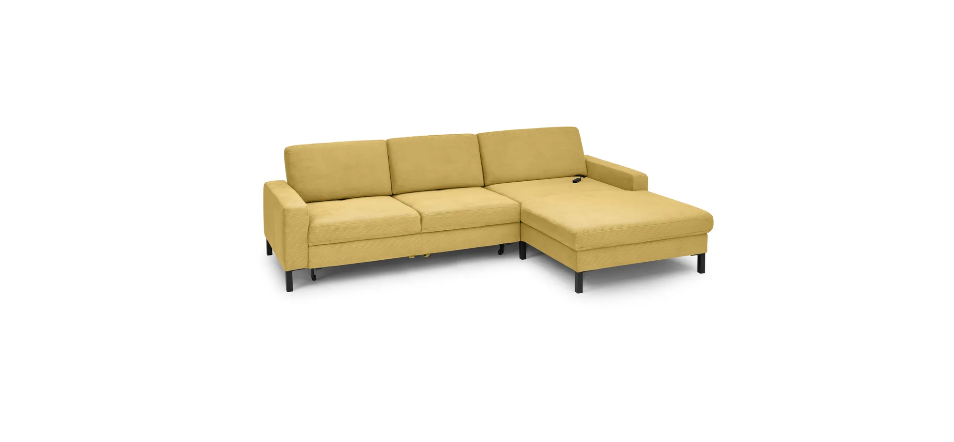  Ecksofa CALM MOVE 2.0 - 2,5-Sitzer mit Longchair rechts, Schlaffunktion, Feincord, Gold