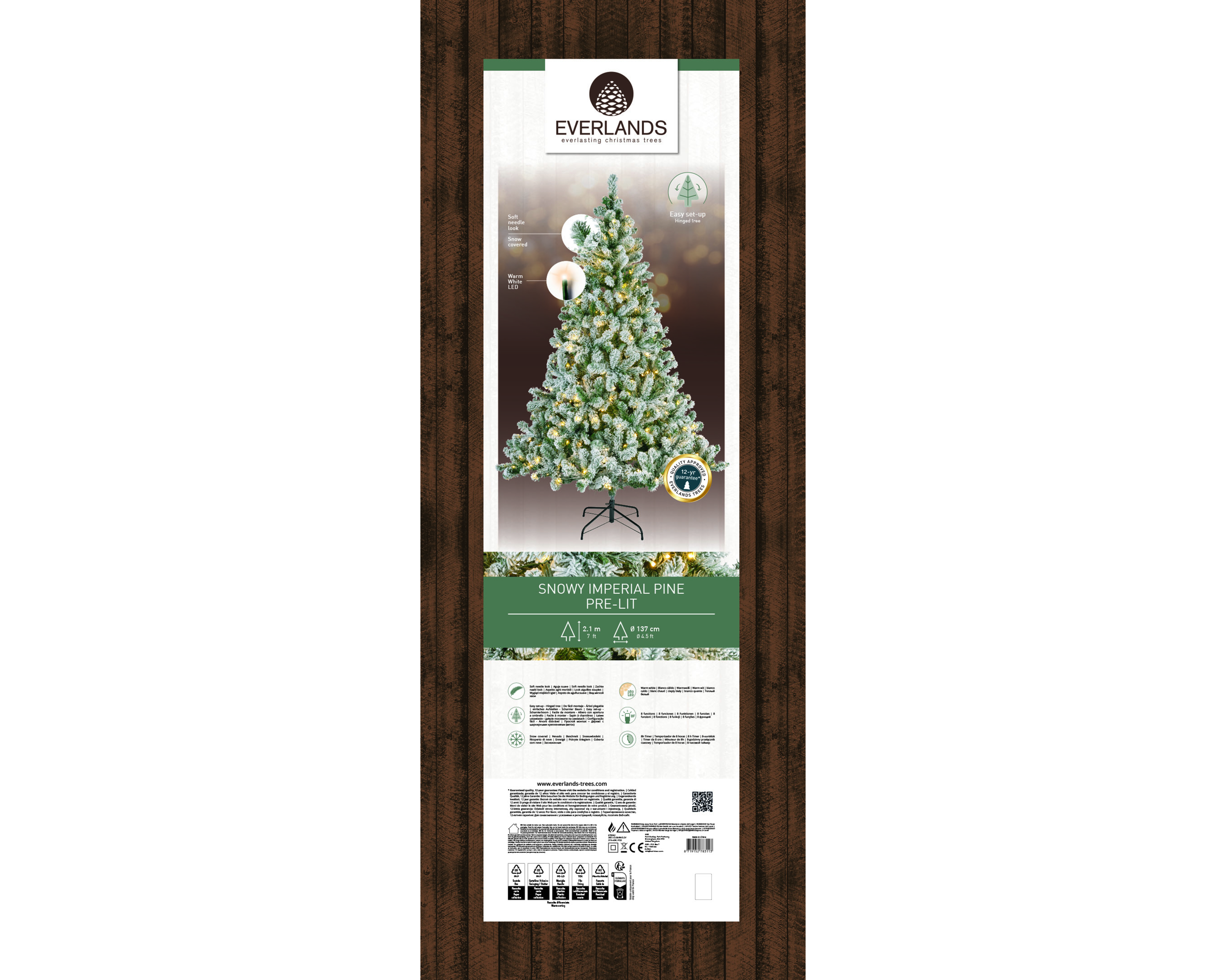 LED Kiefer - grün/weiss, PVC, Ø137-H210cm-380L