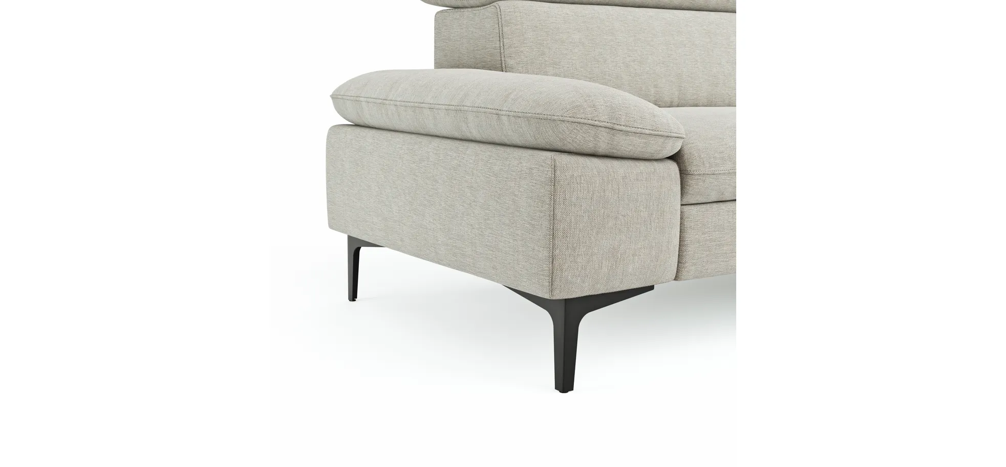 Ecksofa Felipa - 2,5-Sitzer mit Ecke rechts inkl. Kopfteil verstellbar, Stoff, Natur