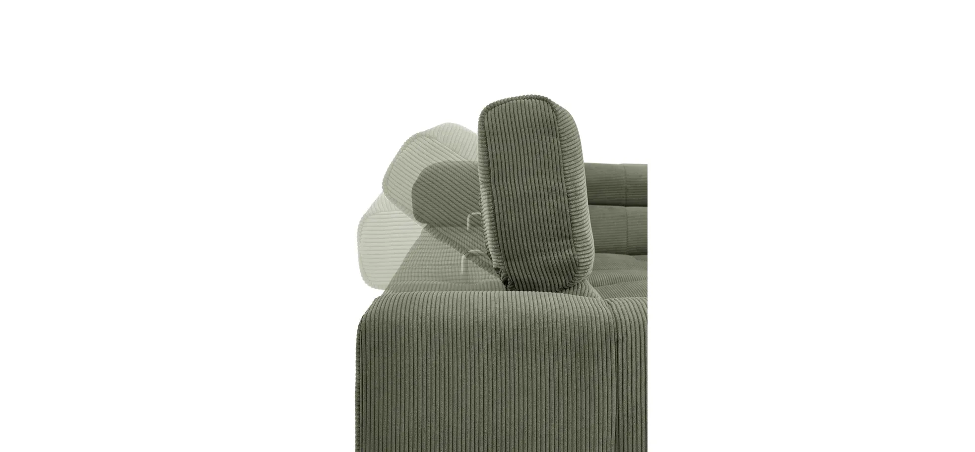 Ecksofa COLLEEN - 2-Sitzer mit Ecke rechts, Sitzvorzug motorisch, Feincord, Olive