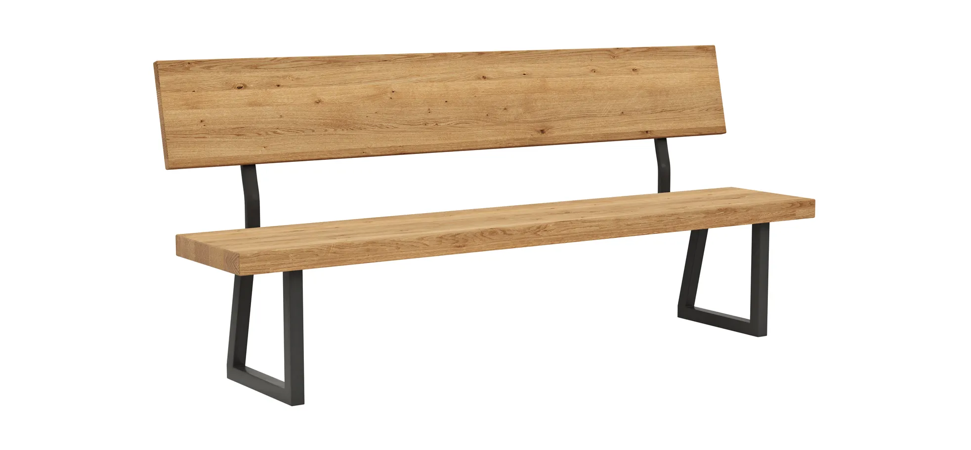 Holzbank Clifton - mit Rückenlehne, Breite ca. 200cm, Zerreiche massiv, natur