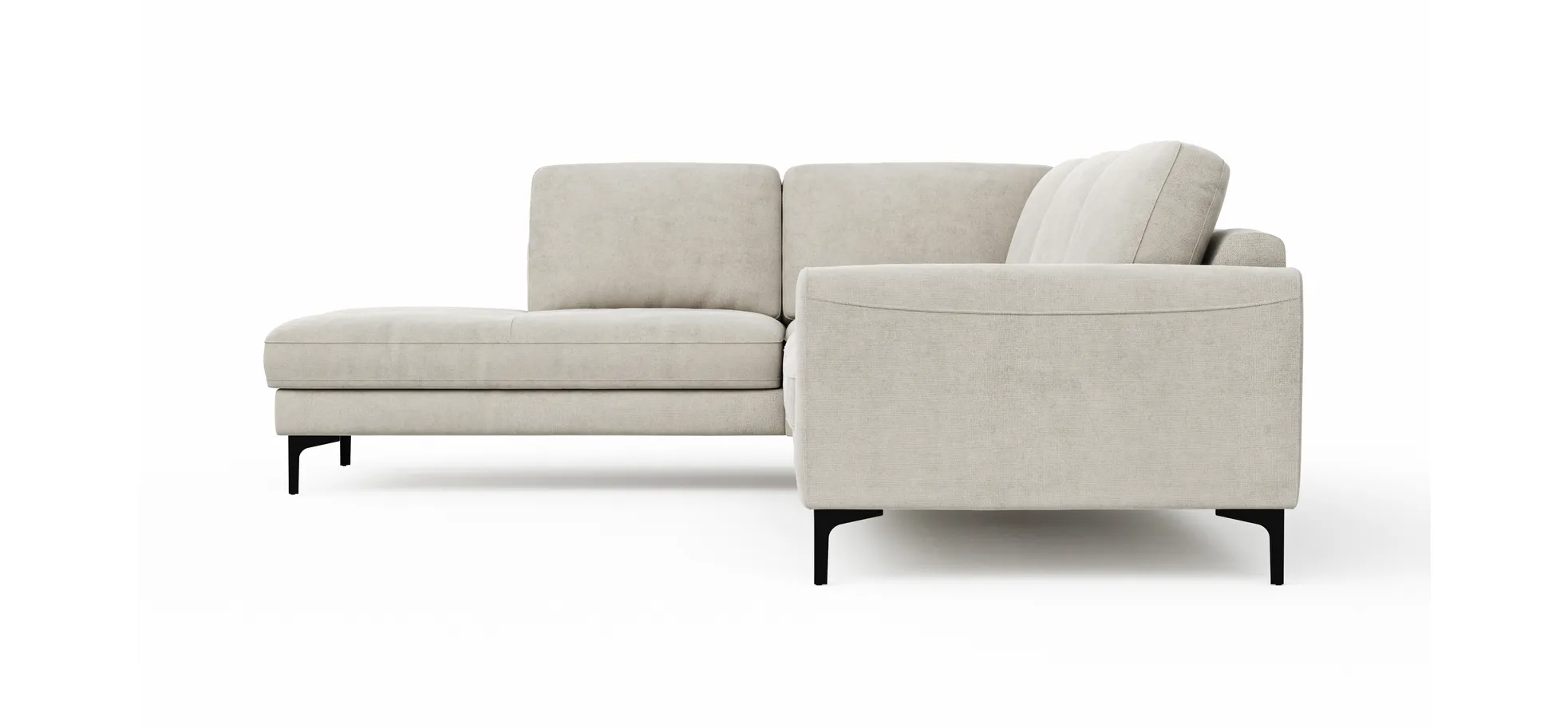Ecksofa Oviedo - 2,5-Sitzer mit Ecke rechts, Stoff, Natur