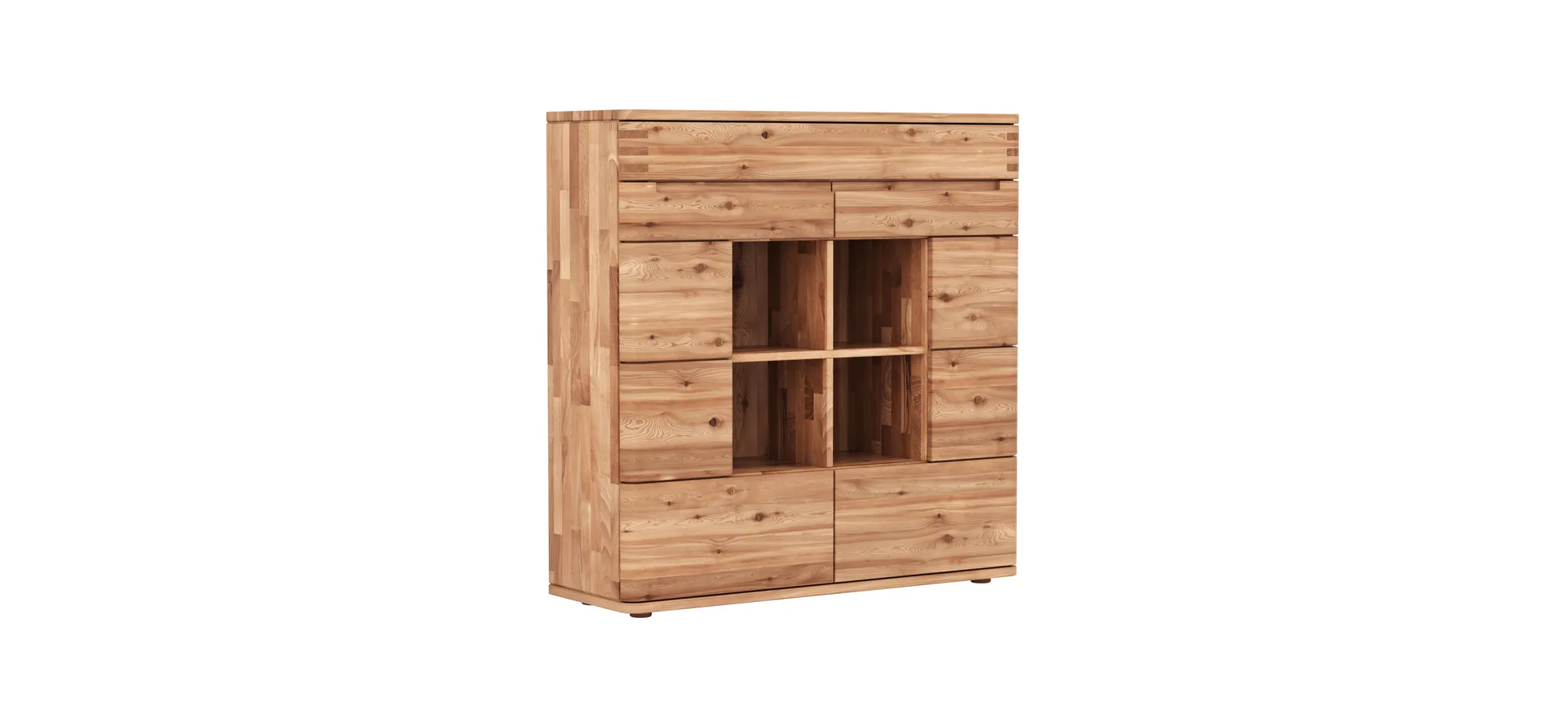 Highboard Cartago Soft - Astbuche massiv, natur geölt