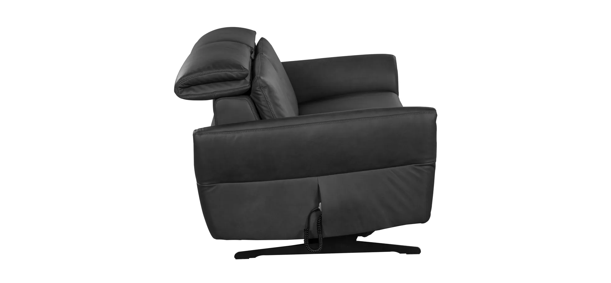 Sofa - 2,5-Sitzer, Kopfteil verstellbar, Sitzvorzug motorisch, Leder, Anthrazit