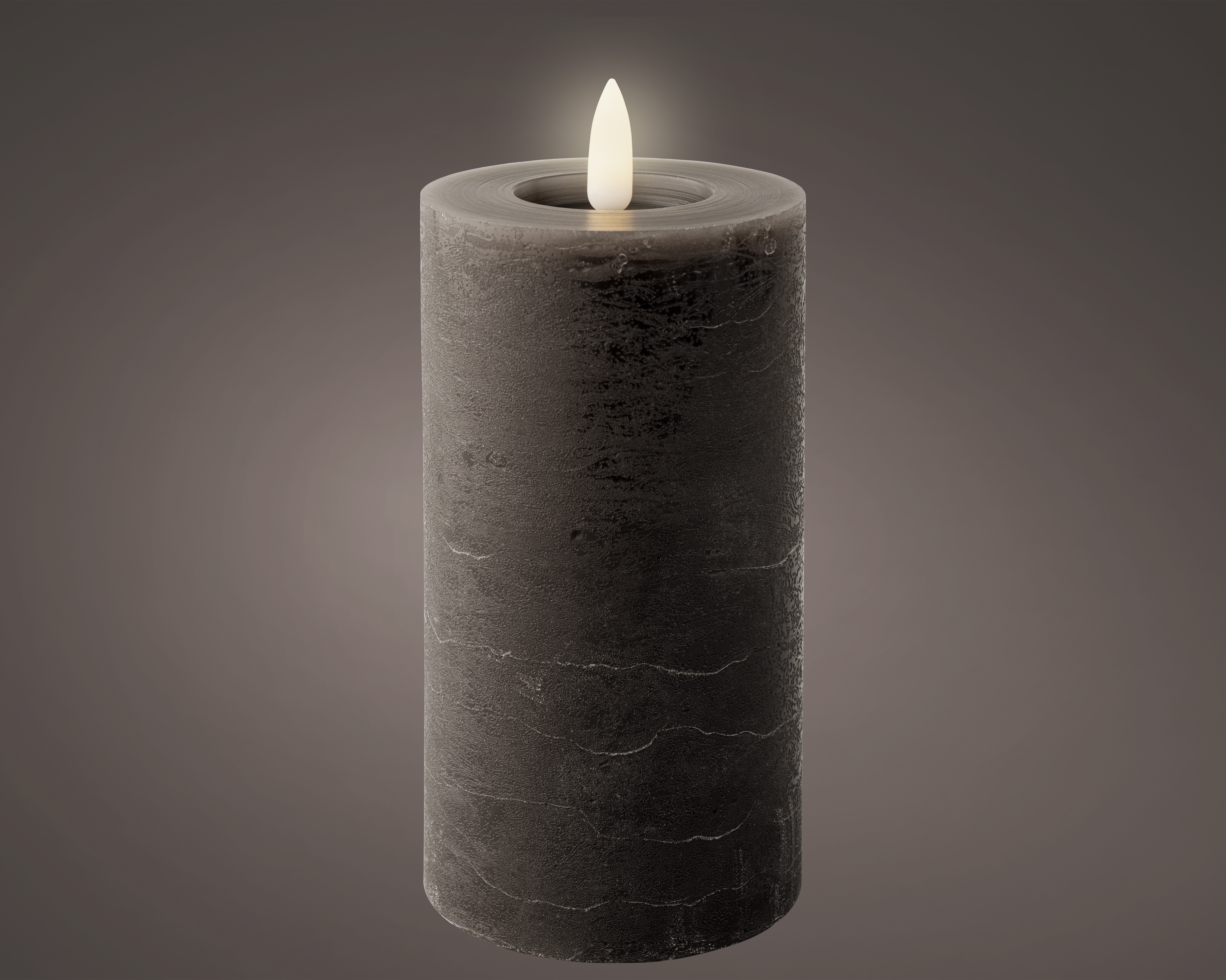 LED Kerze Wachs - grau/warm weiss, Wachs, Ø7-H15cm-1L