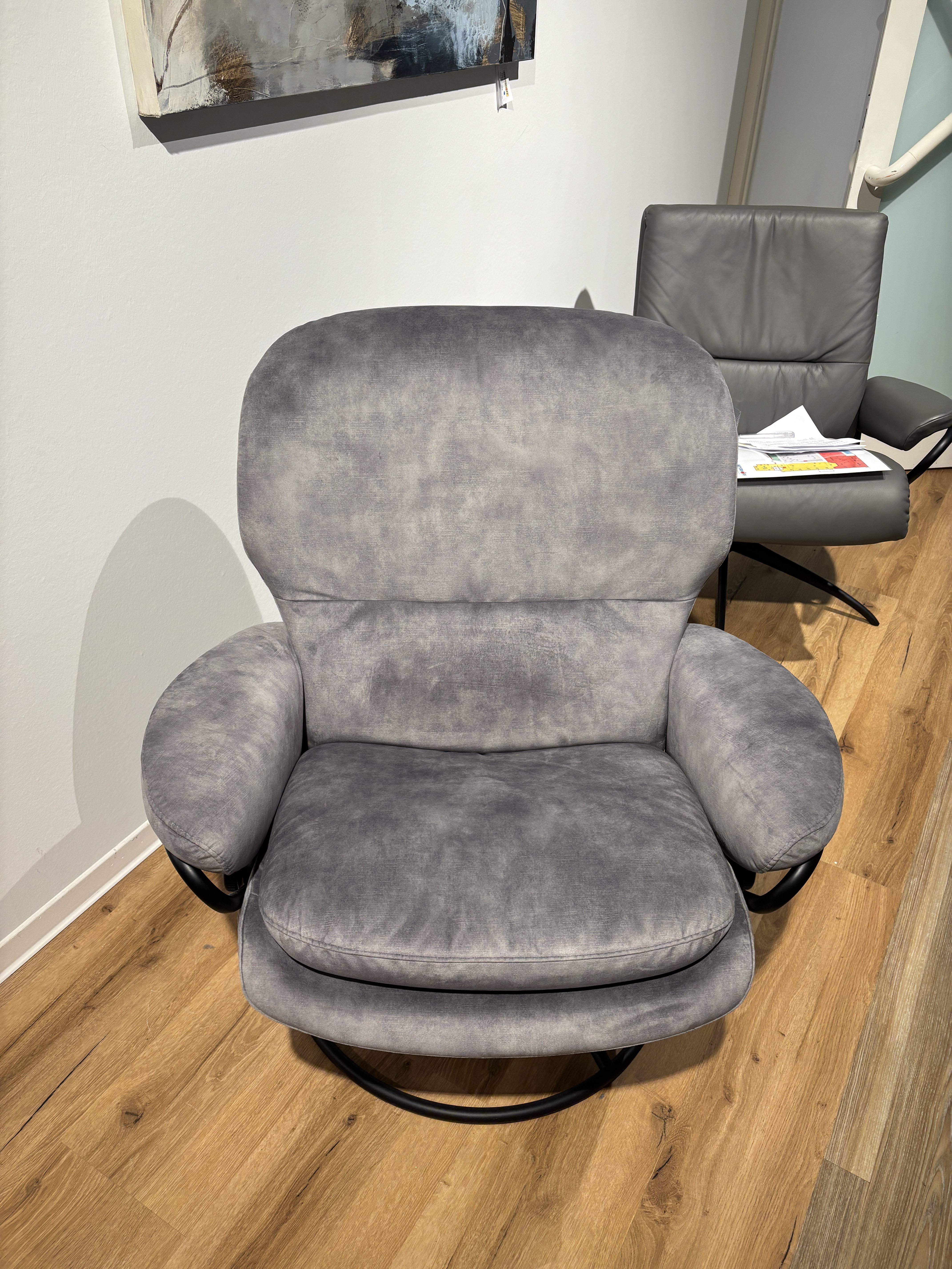 Sessel, Bezug light grey, Gestell schwarz - Rome