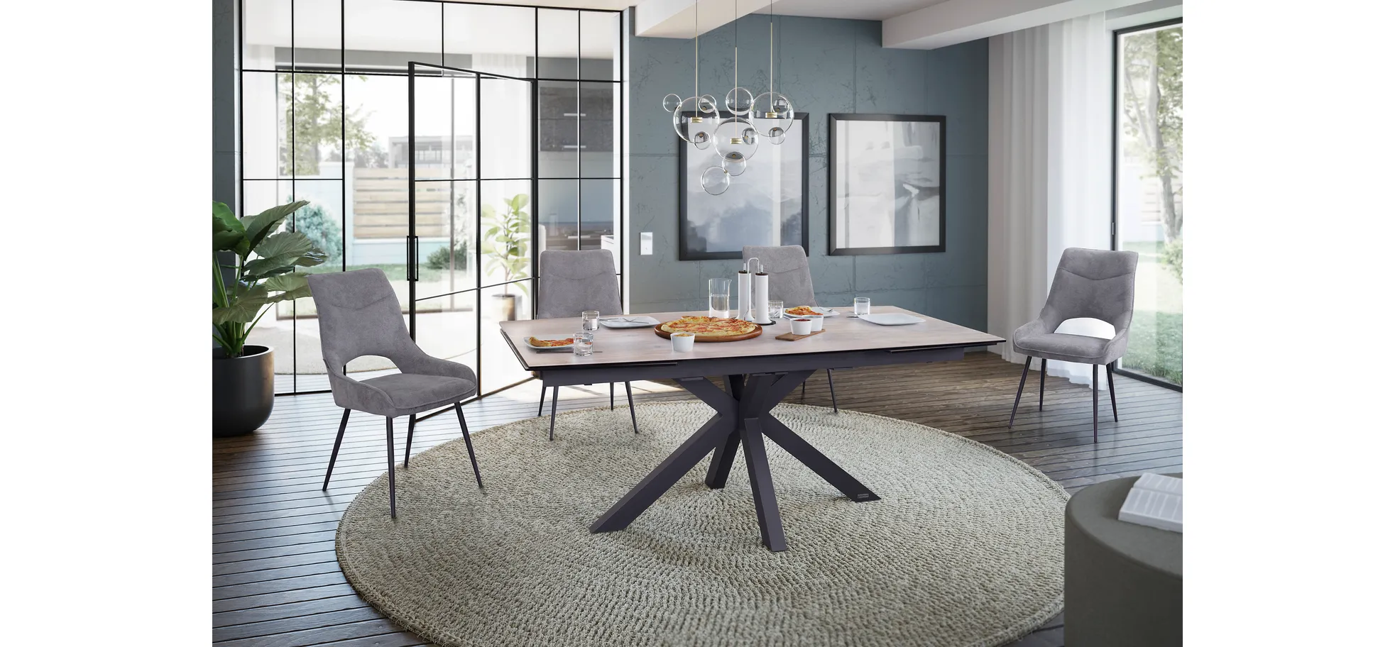 Esstisch, ausziehbar, Glaskeramik hellbraun - Melania